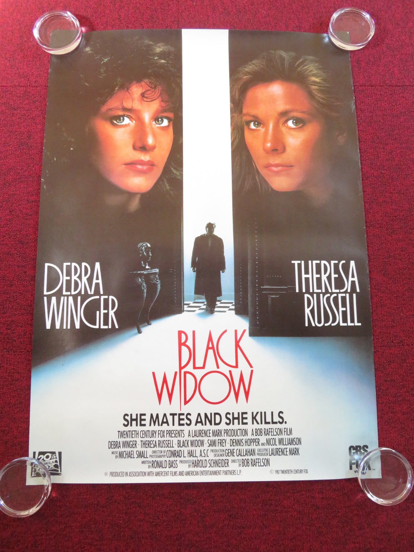 BLACK WIDOW VHS VIDEO POSTER ROLLED DEBRA WINGER THERESA RUSSELL 1987