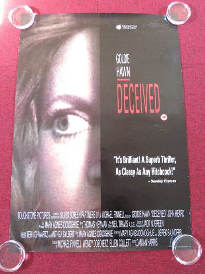 DECEIVED VHS VIDEO POSTER ROLLED GOLDIE HAWN JOHN HEARD 1991