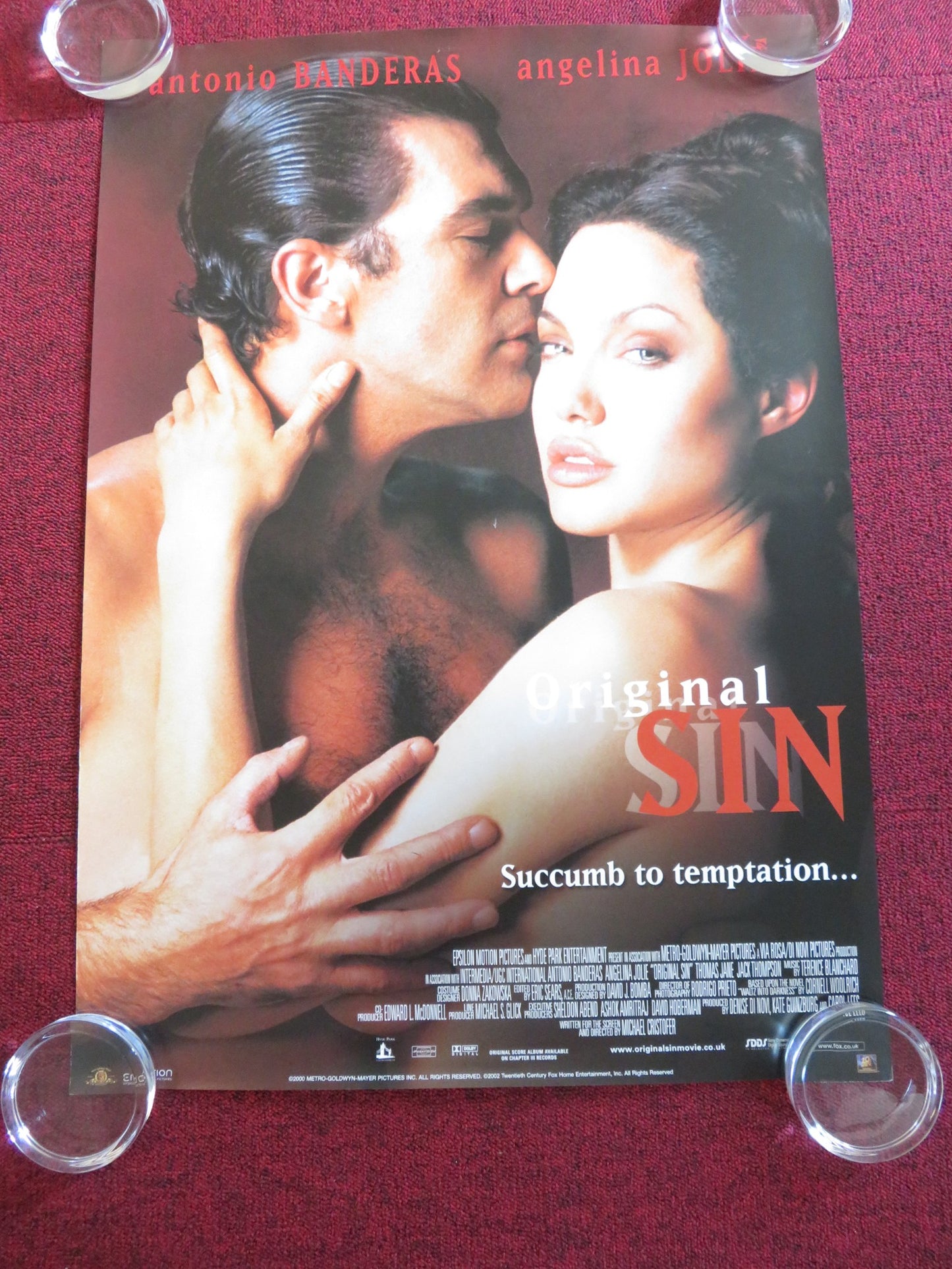 ORIGINAL SIN POSTER ROLLED ANGELINA JOLIE ANTONIO BANDERAS 2001