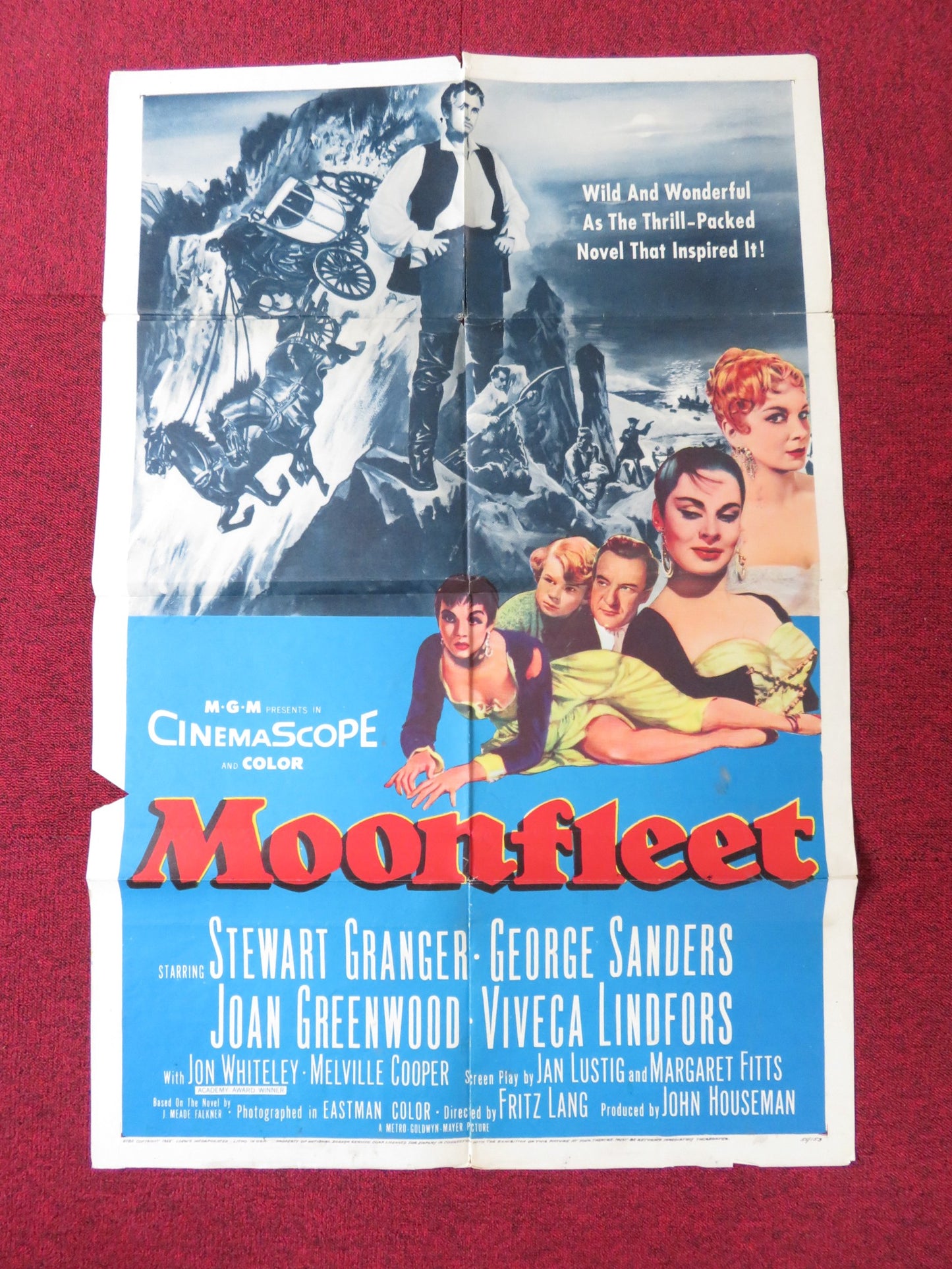 MOONFLEET FOLDED US ONE SHEET POSTER FRITZ LANG (D) STEWART GRANGER 1955