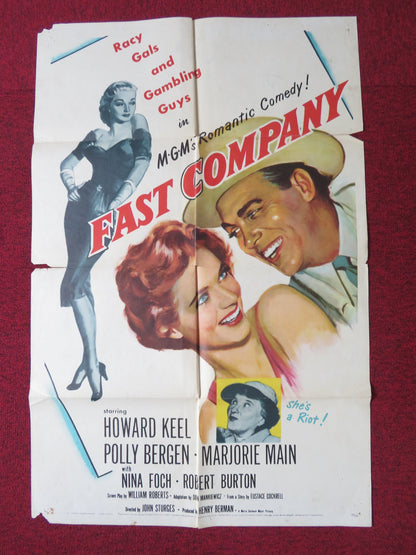 FAST COMPANY FOLDED US ONE SHEET POSTER HOWARD KEEL POLLY BERGEN 1953