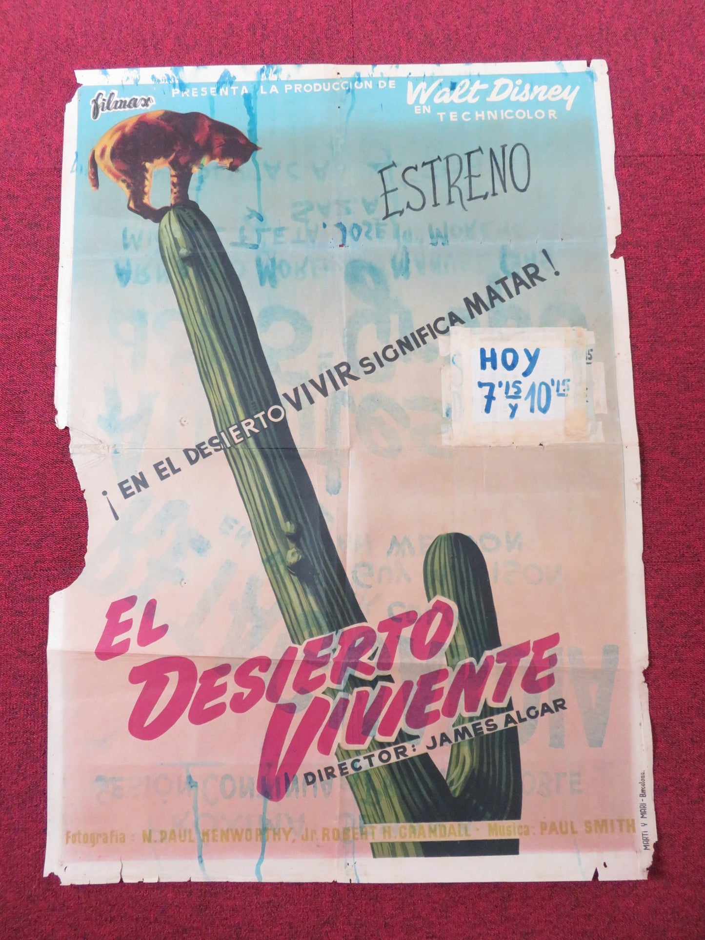 THE LIVING DESERT SPANISH POSTER DISNEY WINSTON HIBLER 1953