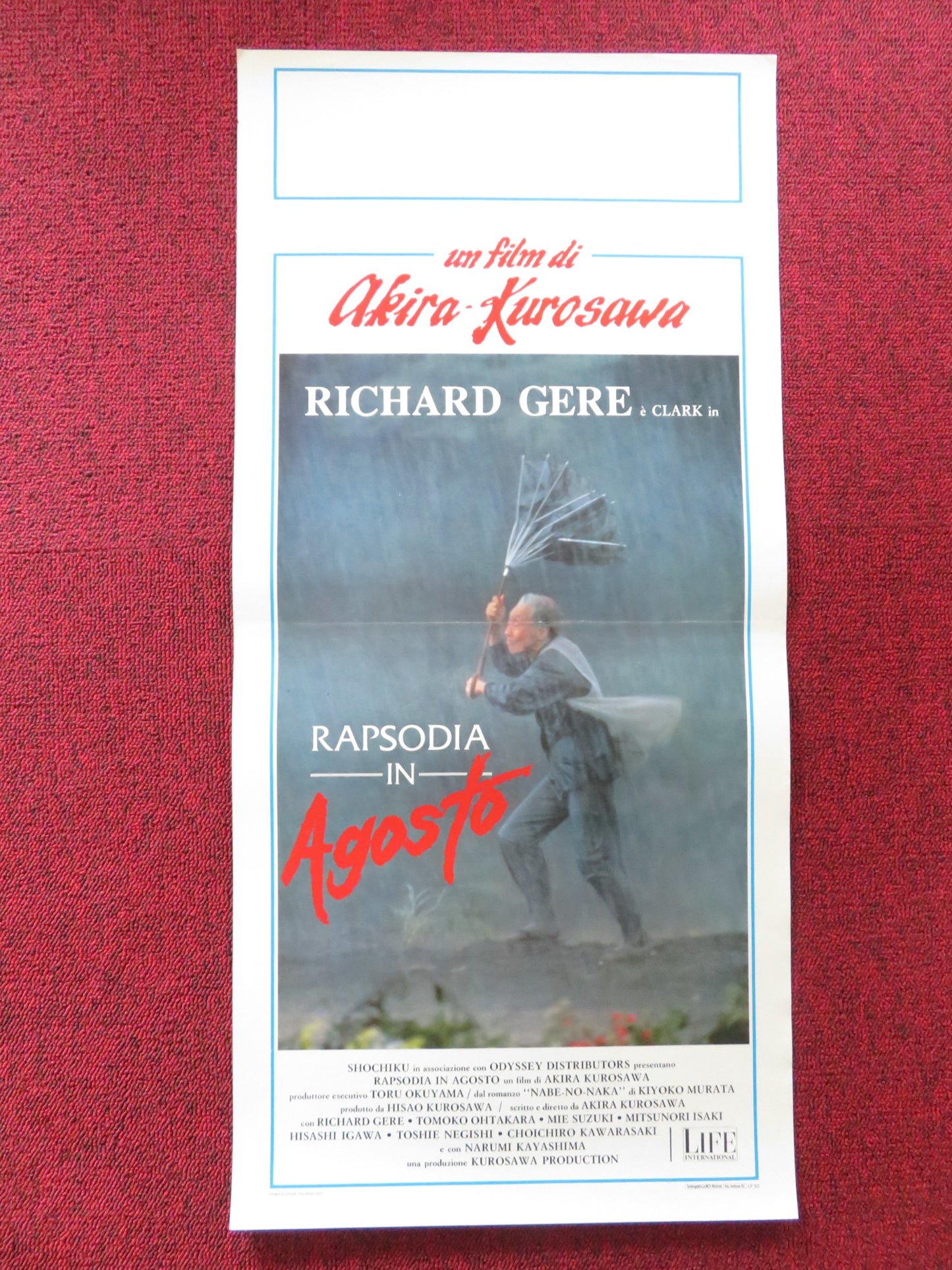 RHAPSODY IN AUGUST ITALIAN LOCANDINA POSTER RICHARD GERE TOMOKO OTAKARA 1991