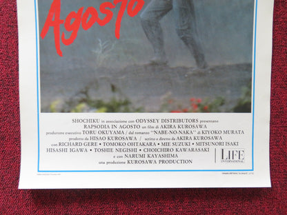 RHAPSODY IN AUGUST ITALIAN LOCANDINA POSTER RICHARD GERE TOMOKO OTAKARA 1991