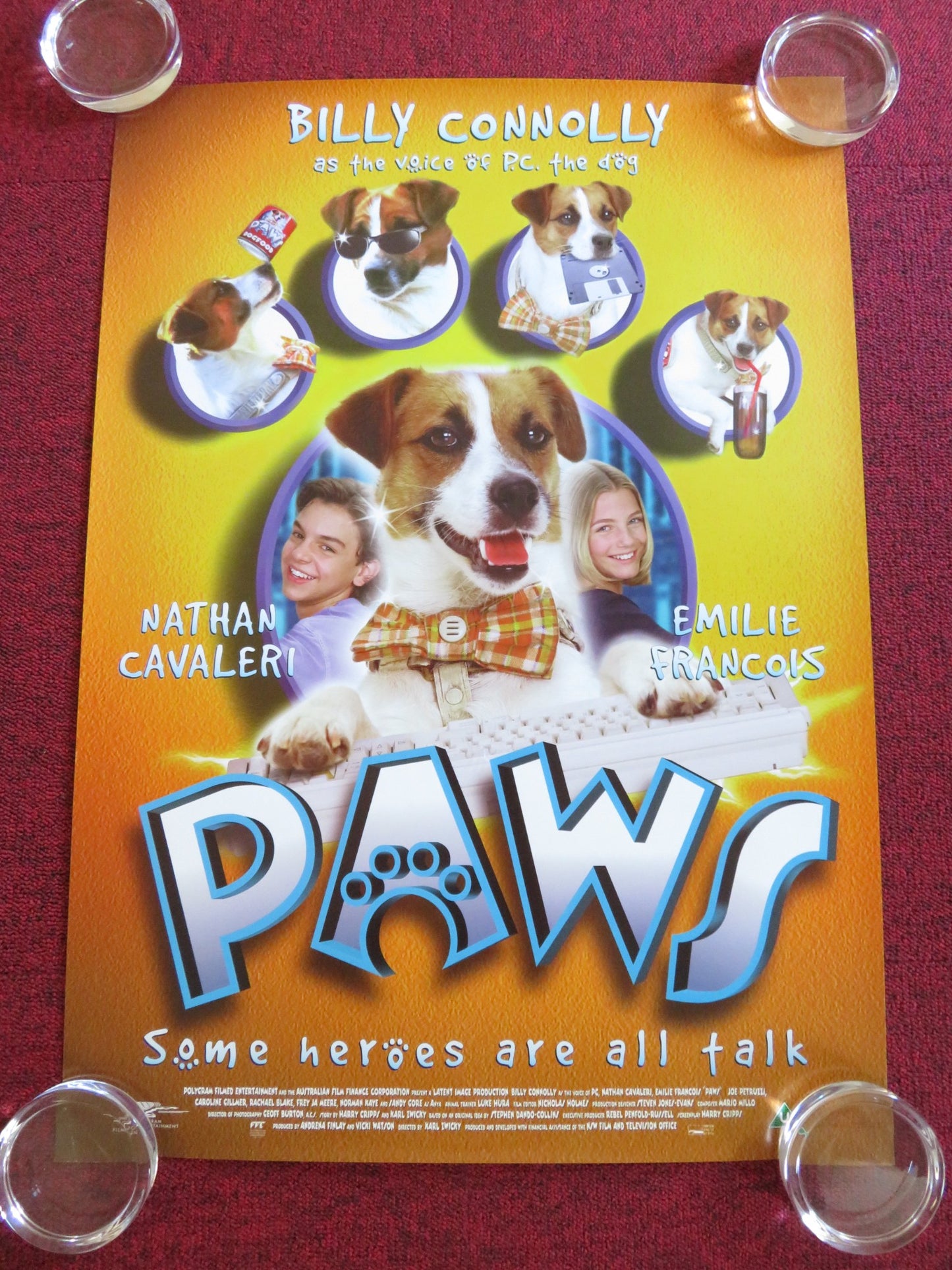 PAWS VHS VIDEO POSTER ROLLED BILLY CONNOLLY NATHAN CAVALERI 1997