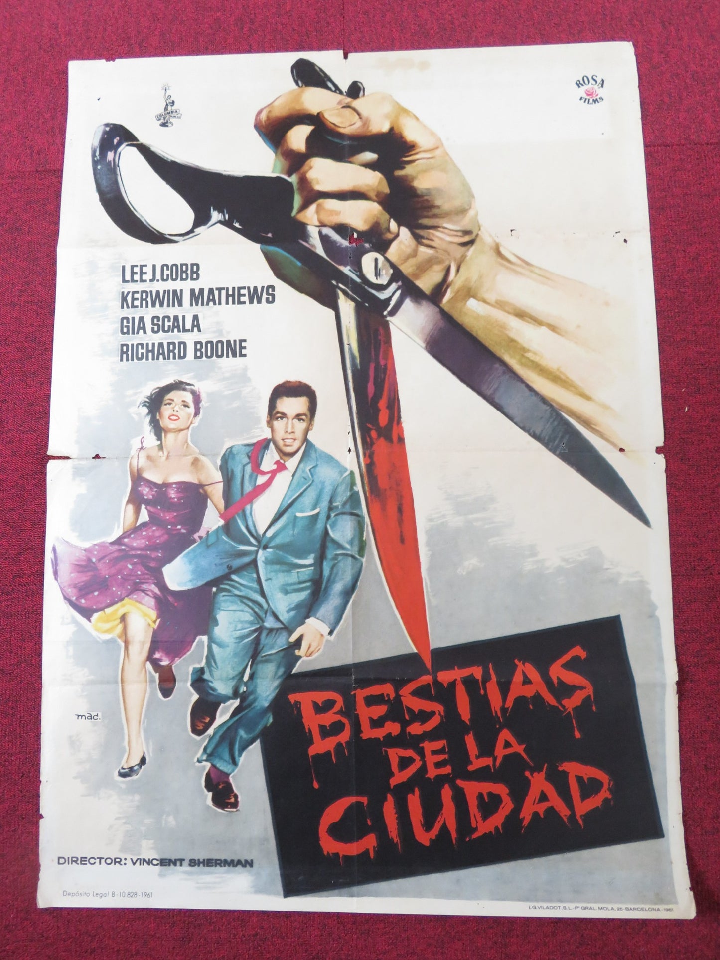 THE GARMENT JUNGLE SPANISH POSTER LEE J. COBB KERWIN MATHEWS 1961