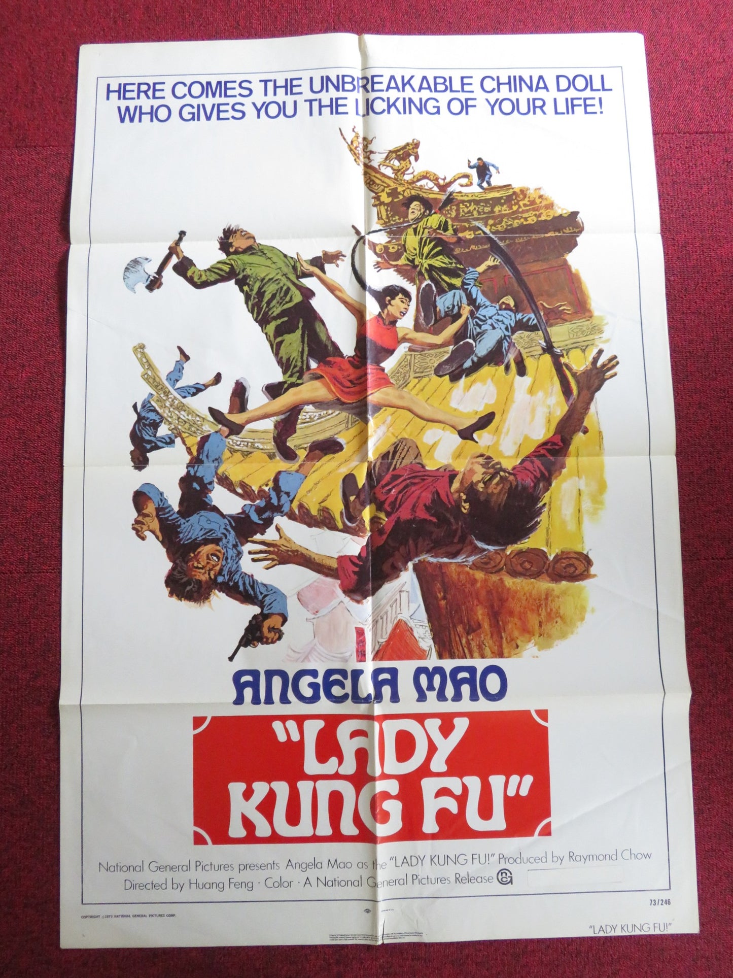 LADY KUNG FU FOLDED US ONE SHEET POSTER ANGELA MAO HUANG FENG 1973