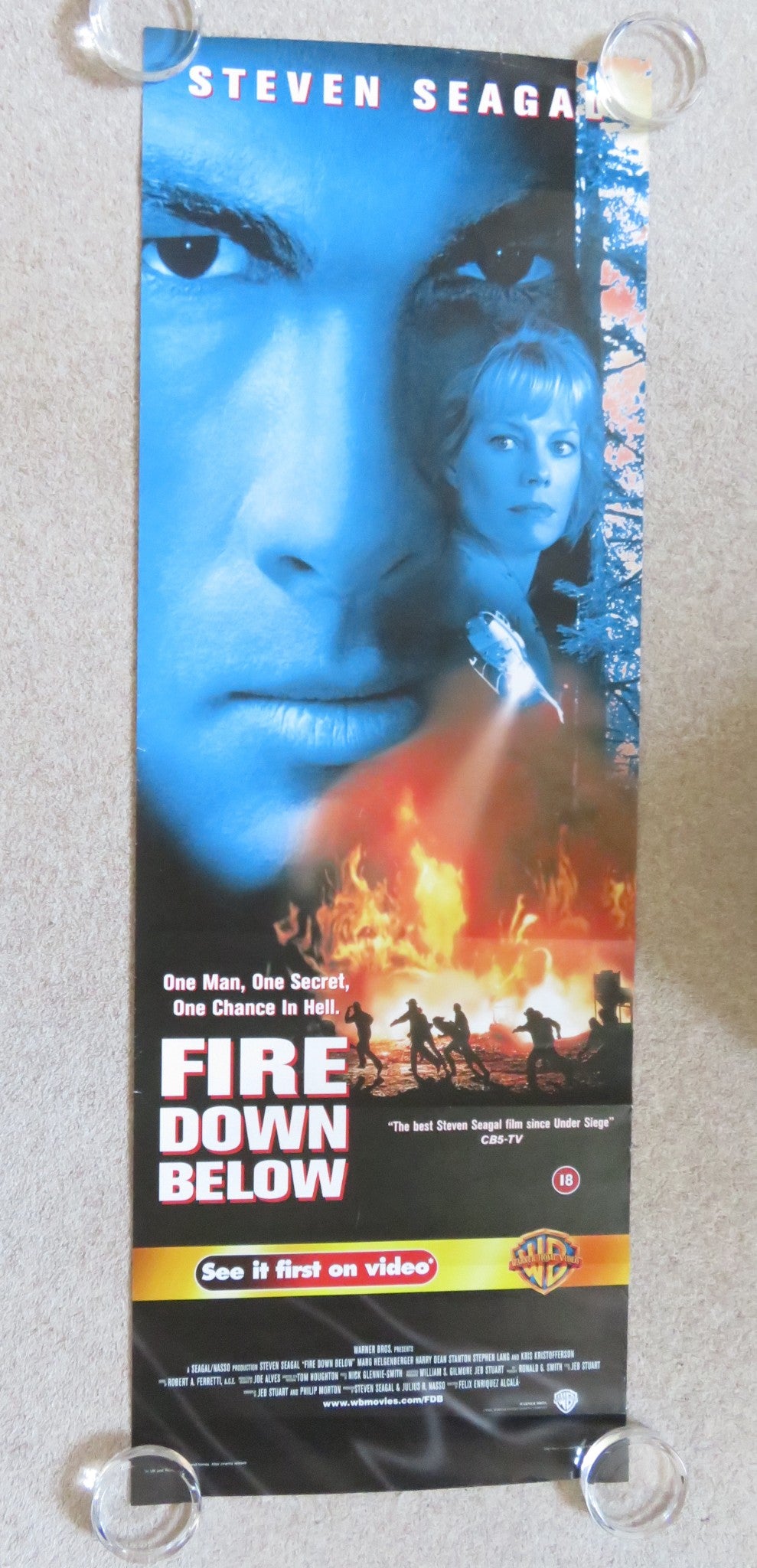 FIRE DOWN BELOW VHS VIDEO POSTER STEVEN SEAGAL MARG HELGENBERGER 1997