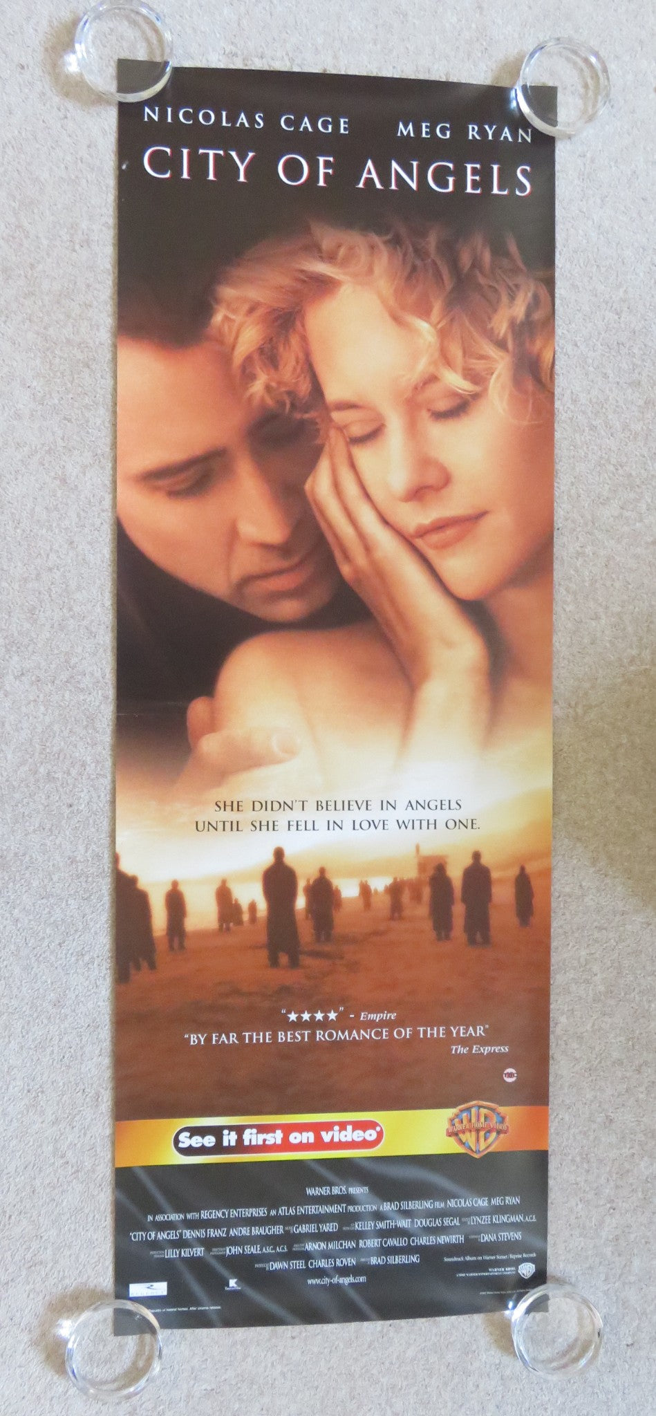 CITY OF ANGELS VHS VIDEO POSTER NICOLAS CAGE MEG RYAN 1998