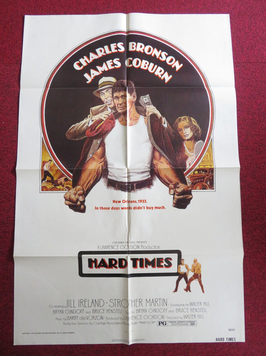 HARD TIMES FOLDED US ONE SHEET POSTER CHARLES BRONSON JAMES COBURN 1975