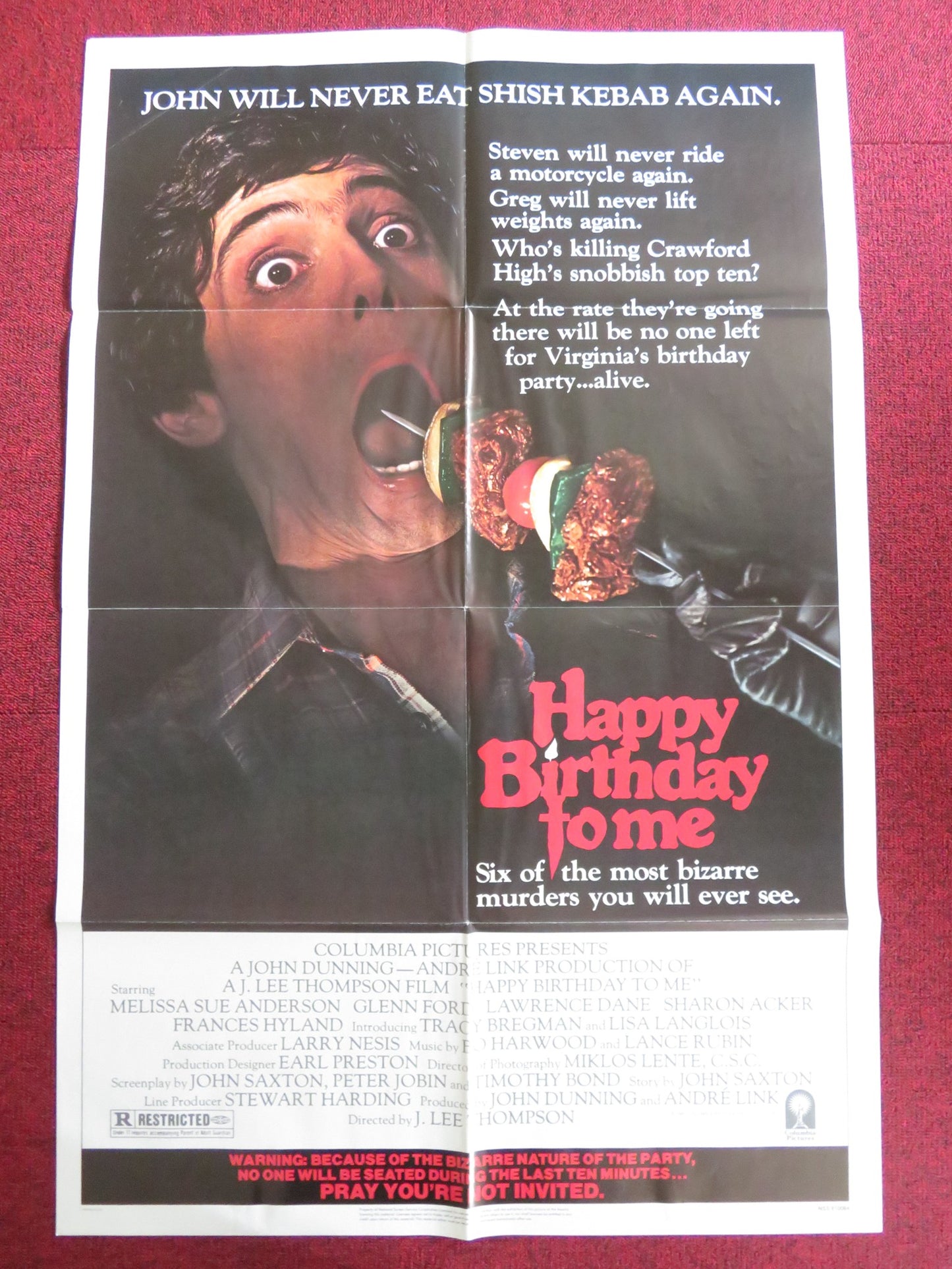 HAPPY BIRTHDAY TO ME FOLDED US ONE SHEET POSTER MELISSA SUE ANDERSON 1981