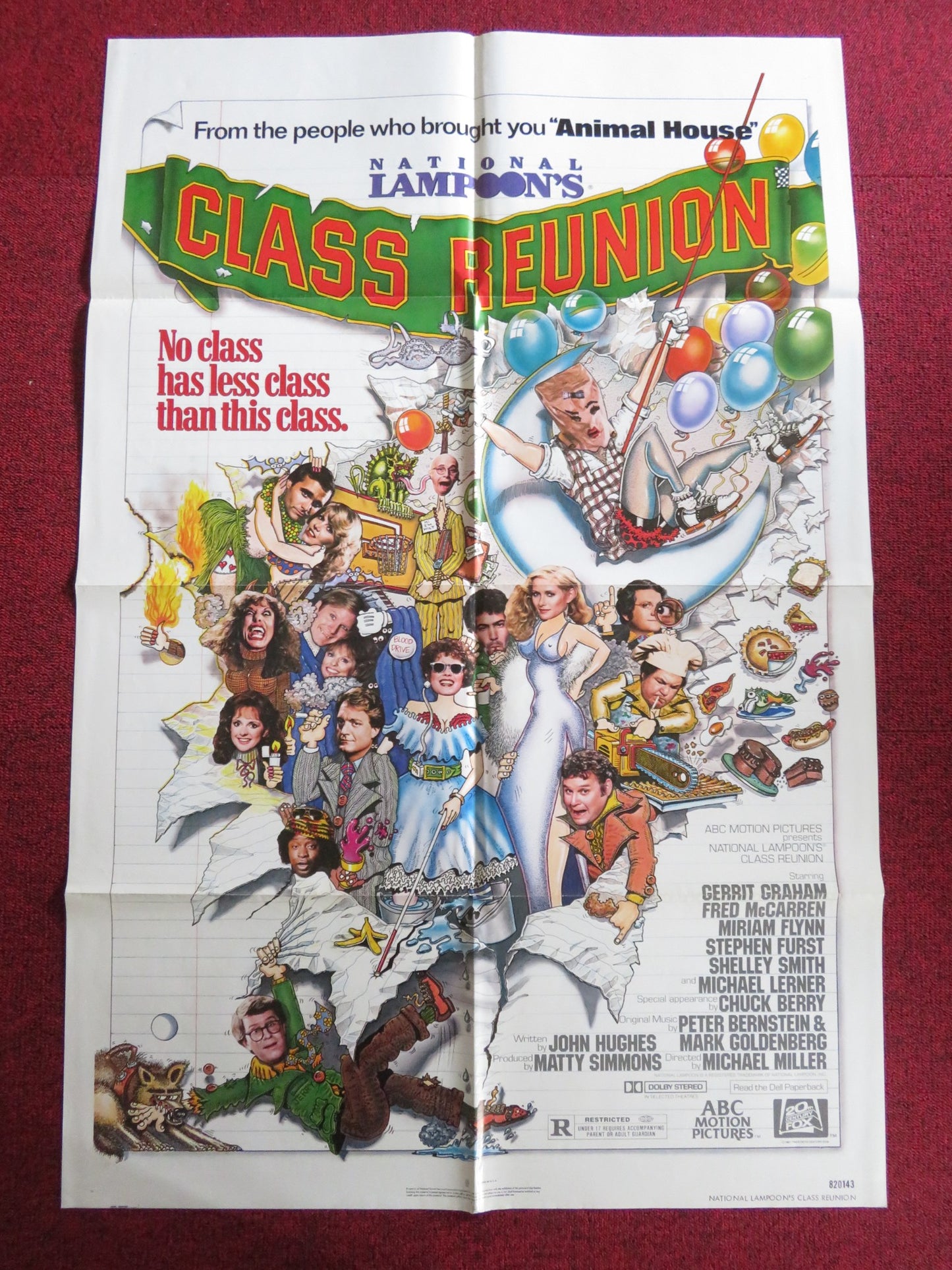 NATIONAL LAMPOON'S CLASS REUNION FOLDED US ONE SHEET POSTER GERRIT GRAHAM 1982