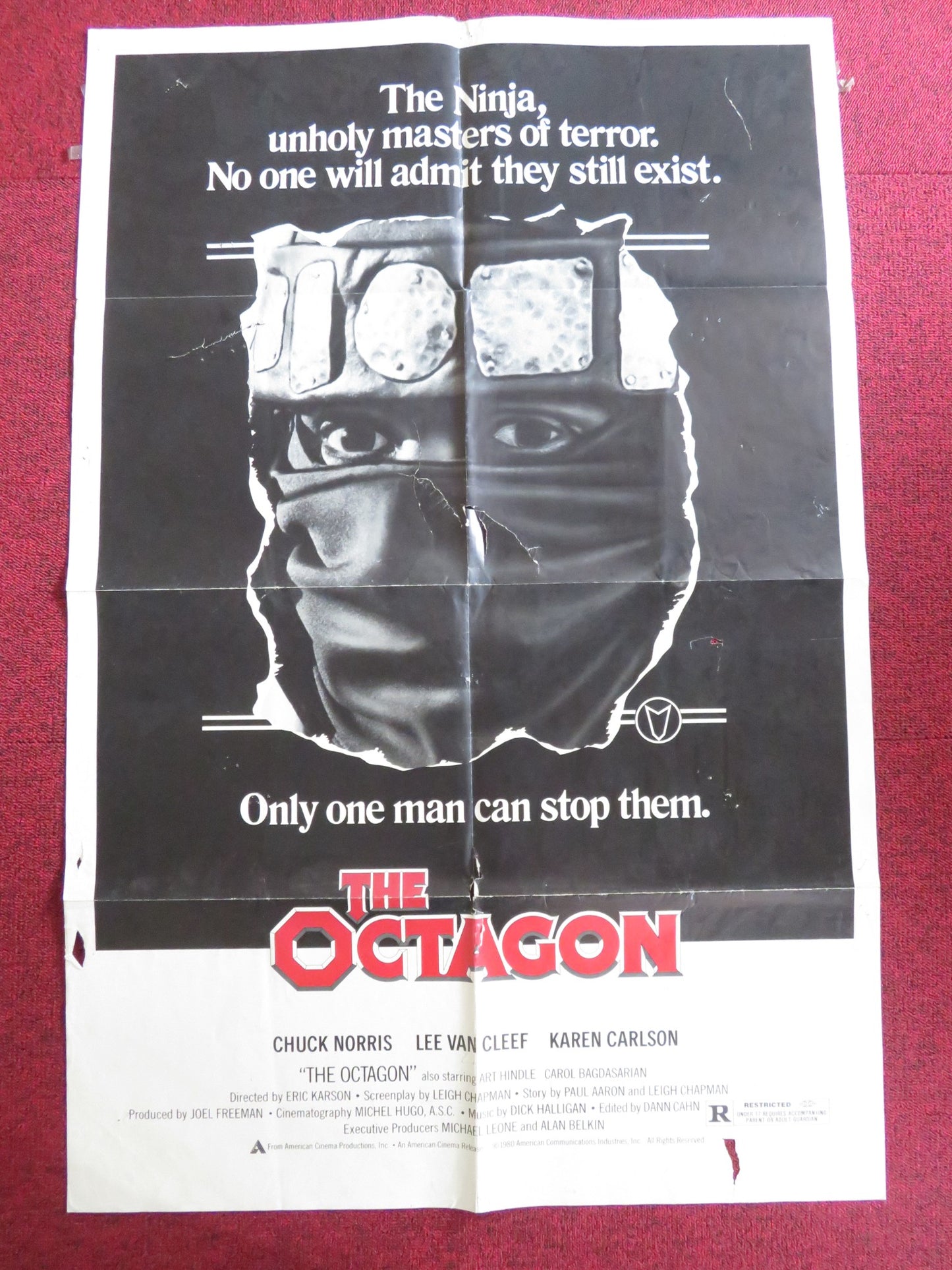 THE OCTAGON FOLDED US ONE SHEET POSTER CHUCK NORRIS LEE VAN CLEEF 1980