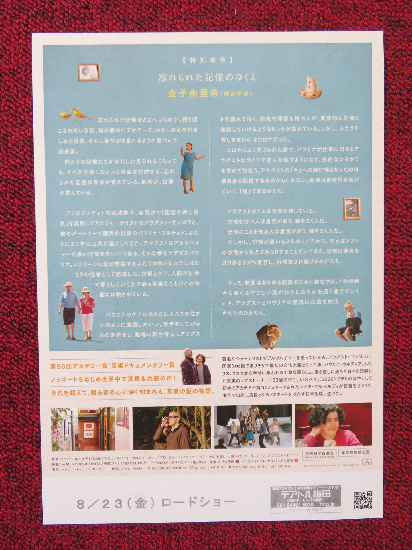 THE ETERNAL MEMORY - B JAPANESE CHIRASHI (B5) POSTER BENOIT POELVOORDE ZEM 2014