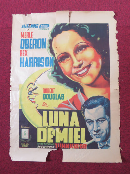 OVER THE MOON SPANISH POSTER MERLE OBERON REX HARRISON