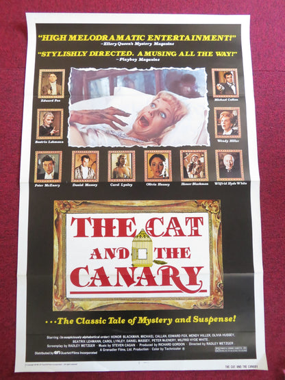 THE CAT AND THE CANARY US TRI FOLDED ONE SHEET ROLLED POSTER HONOR BLACKMAN 1978