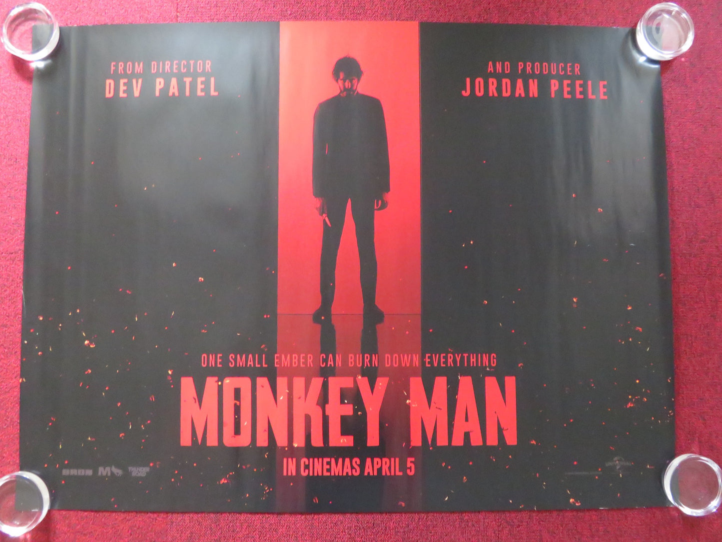 MONKEY MAN UK QUAD ROLLED POSTER DEV PATEL PITOBASH 2024