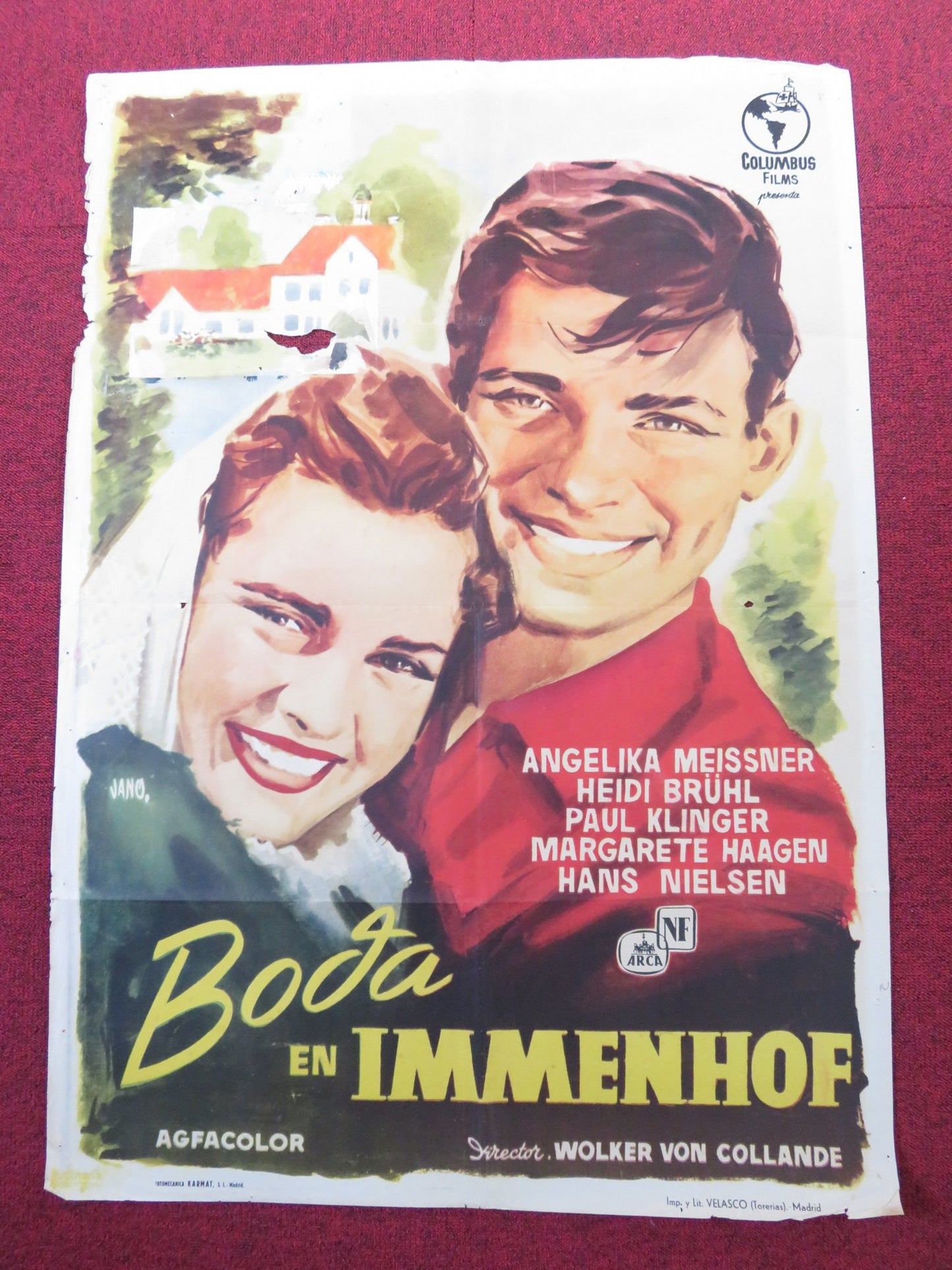 BODA EN IMMENHOF SPANISH POSTER ANGELIKA MEISSNER HEIDI BRUHL 1957