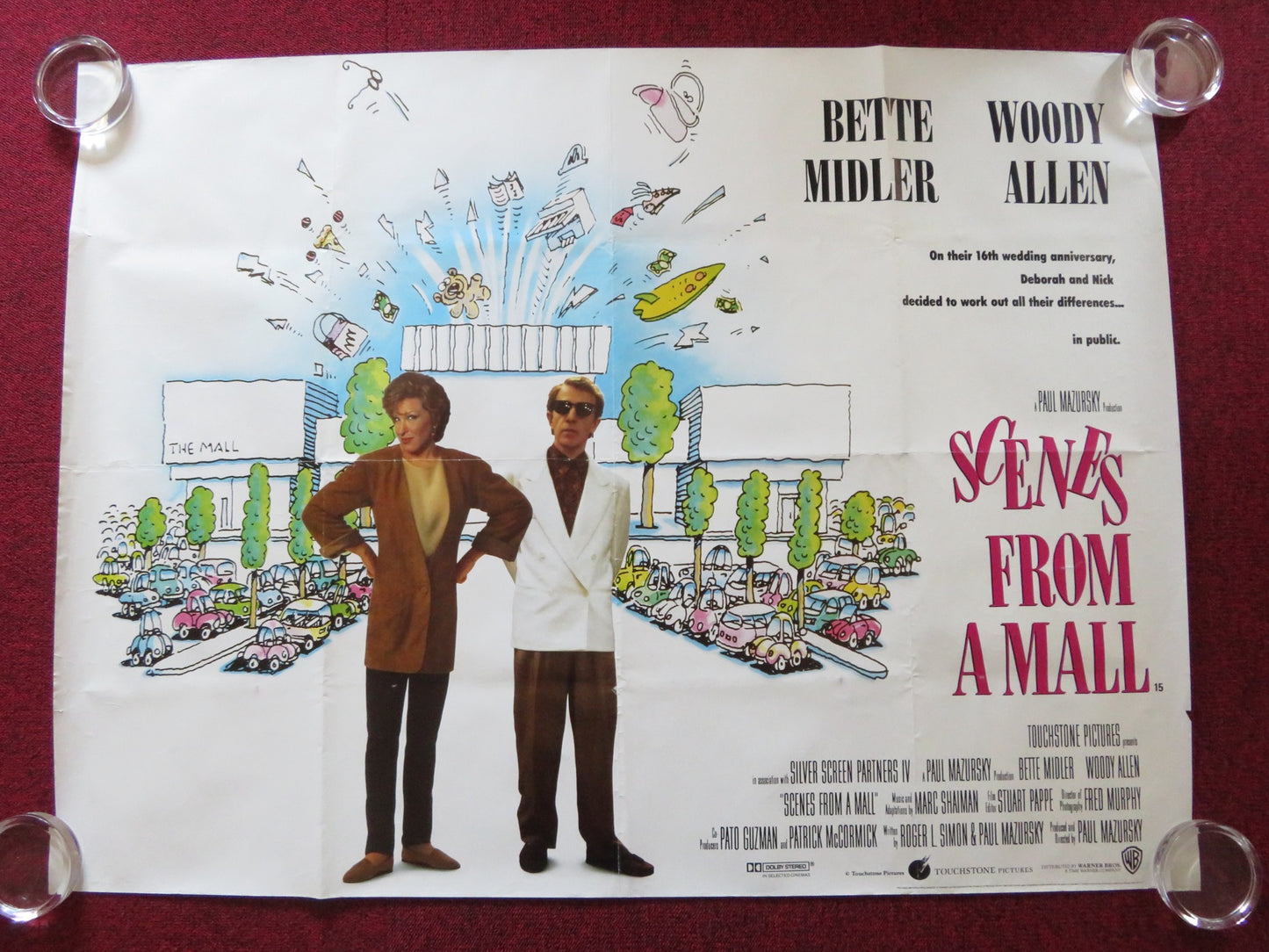 SCENES FROM A MALL UK QUAD ROLLED POSTER BETTE MIDLER WOODY ALLEN 1991