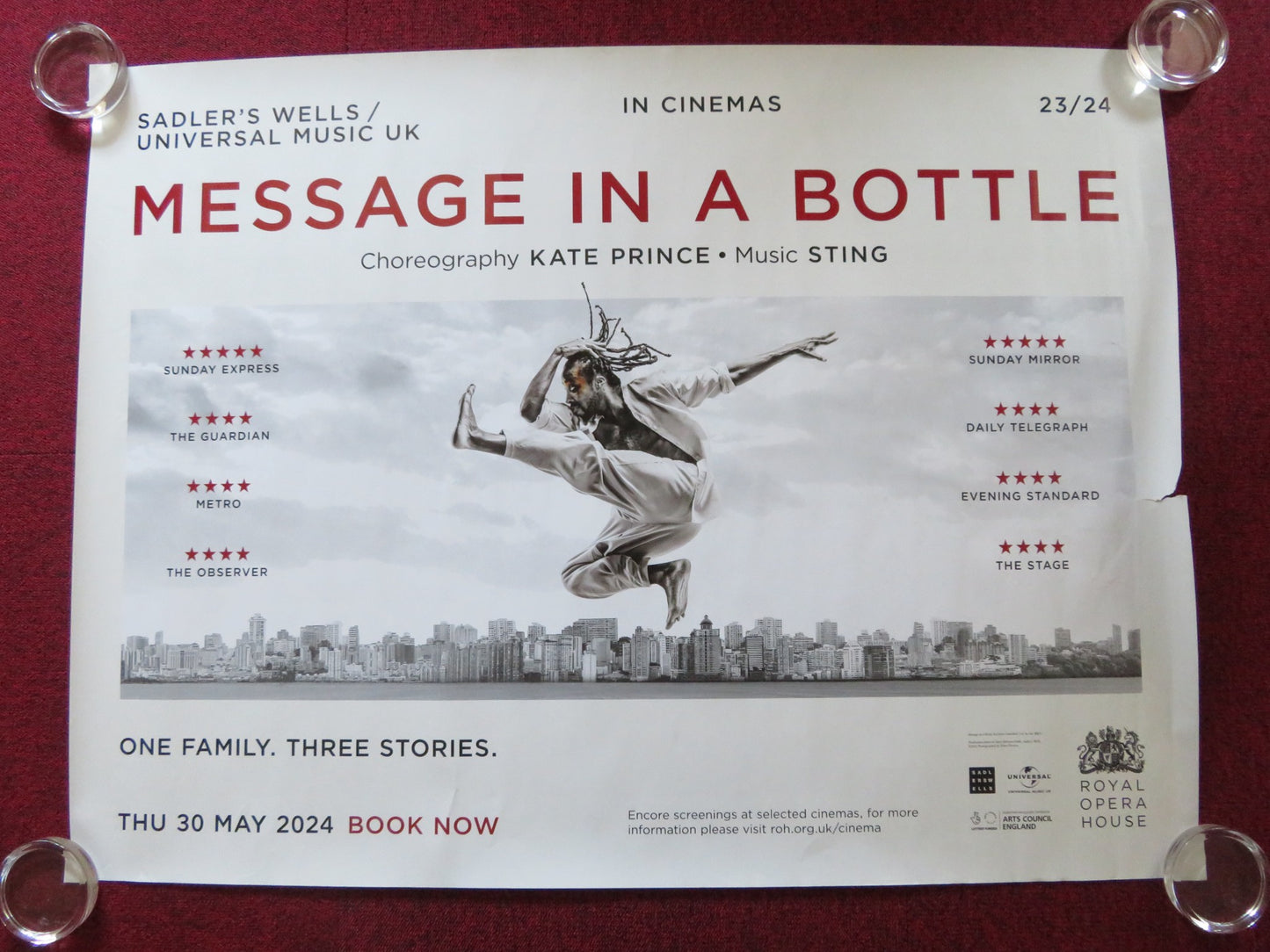 MESSAGE IN A BOTTLE UK QUAD ROLLED POSTER KATE PRINCE STING 2024