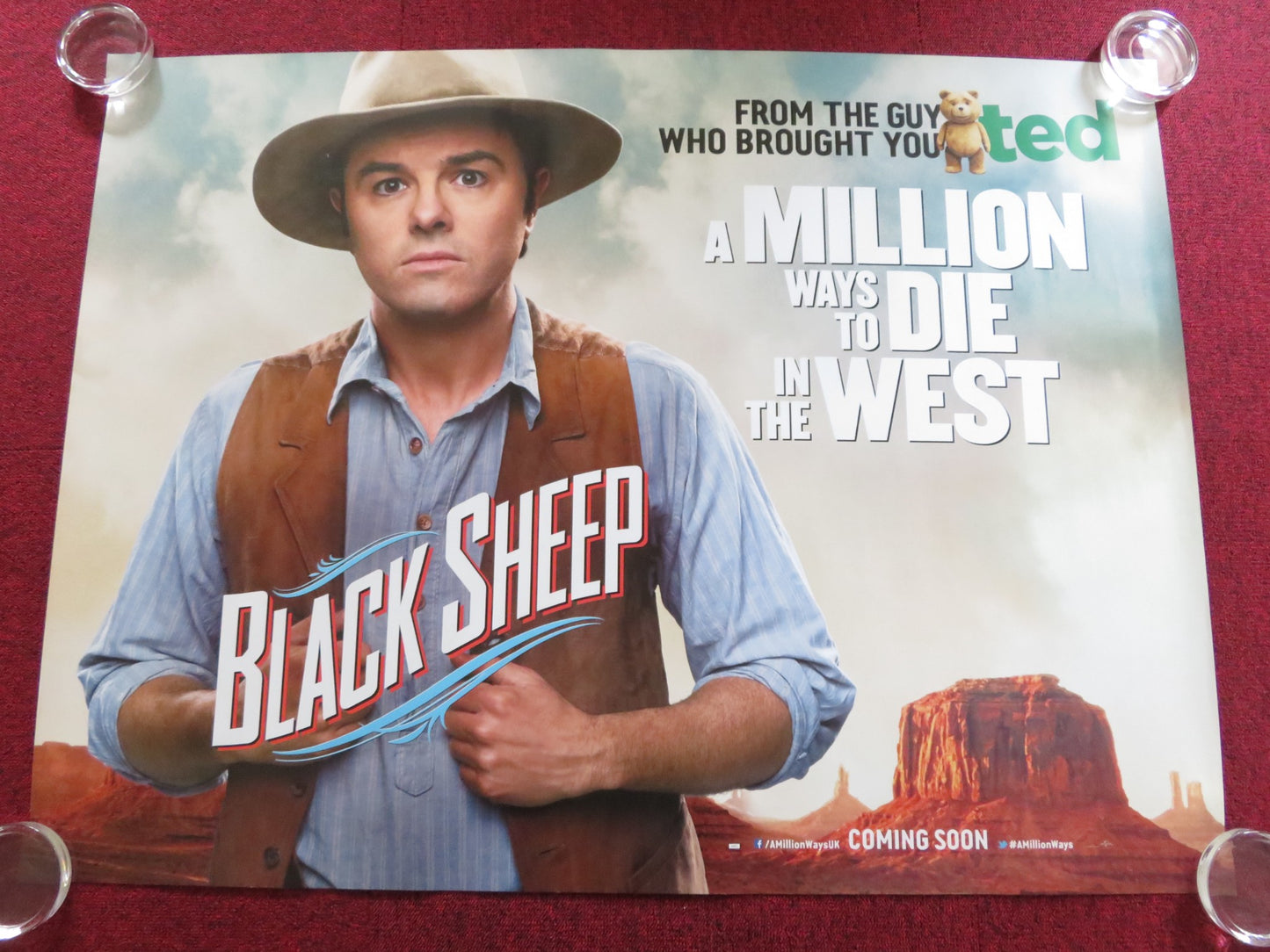 A MILLION WAYS TO DIE IN THE WEST TO UK QUAD ROLLED POSTER M. CHAMBERLAIN 2014