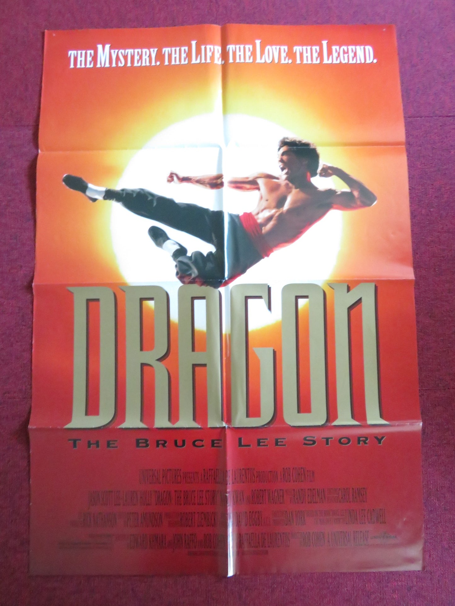 DRAGON : THE BRUCE LEE STORY - B FOLDED US ONE SHEET POSTER ROB COHEN 1993