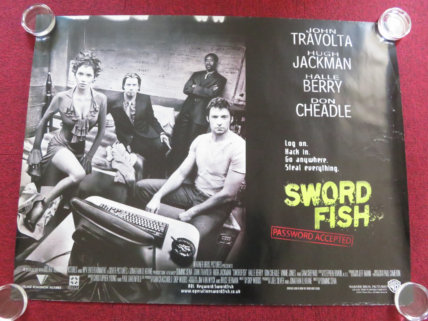 SWORD FISH UK QUAD ROLLED POSTER JOHN TRAVOLTA HUGH JACKMAN 2001