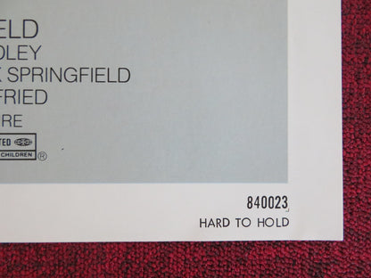 HARD TO HOLD FOLDED US ONE SHEET POSTER RICK SPRINGFIELD JANET EILBER 1984