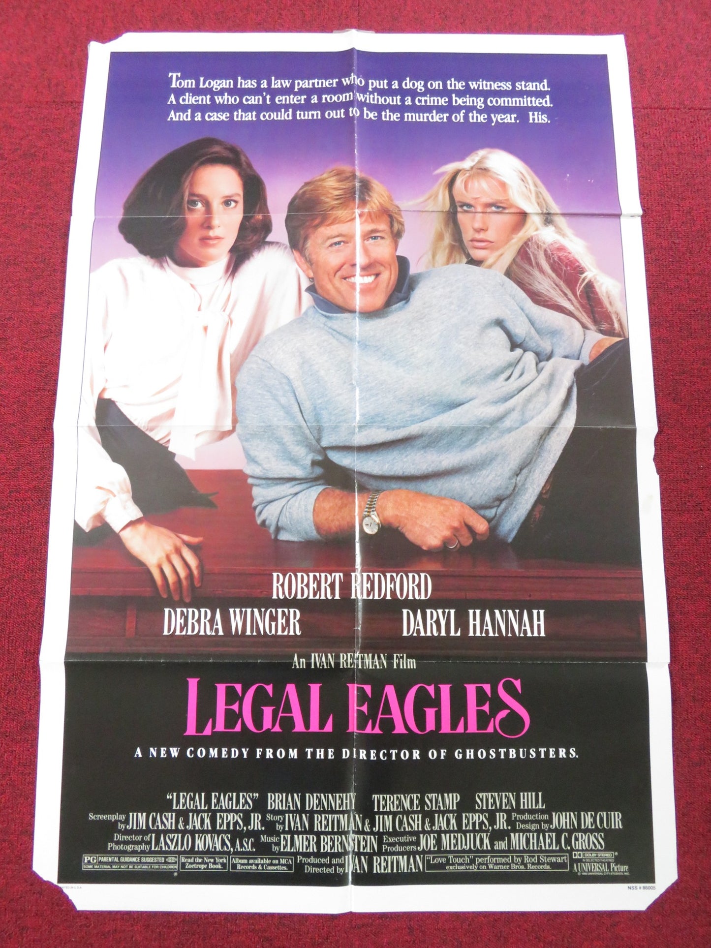 LEGAL EAGLES - B FOLDED US ONE SHEET POSTER ROBERT REDFORD DEBRA WINGER 1986