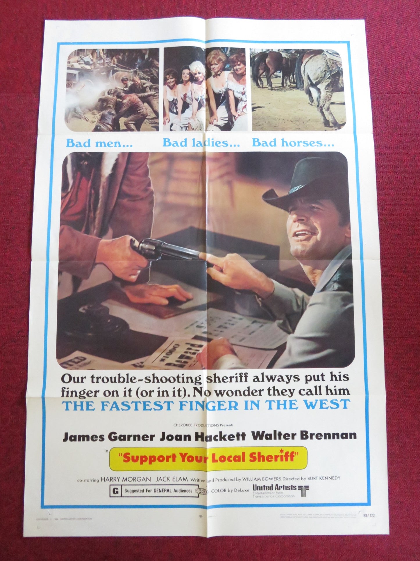 SUPPORT YOUR LOCAL SHERIFF FOLDED US ONE SHEET POSTER JAMES GARNER 1969