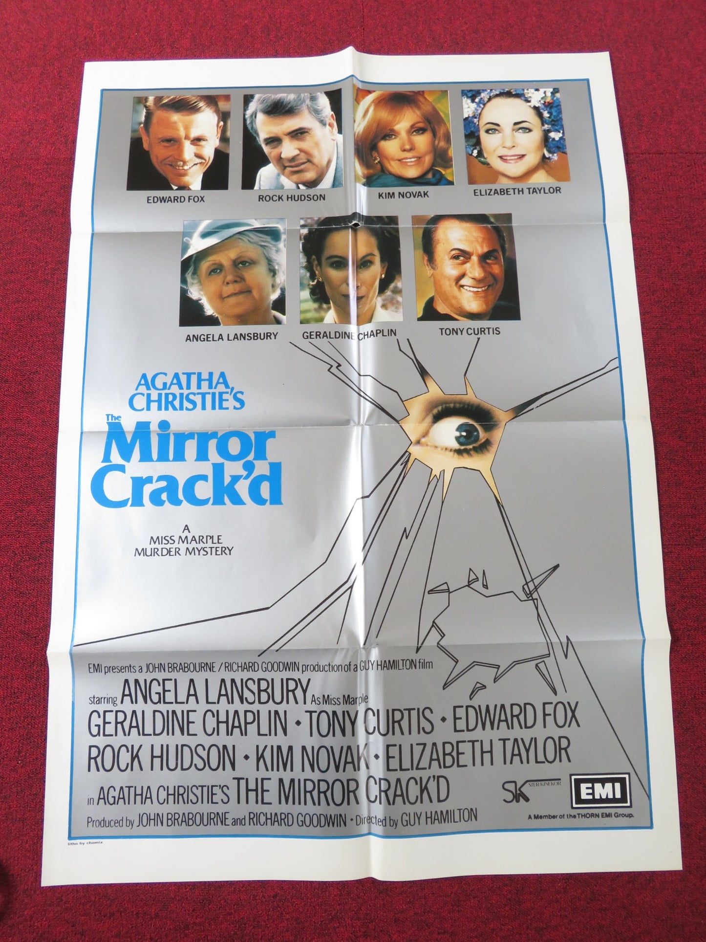 THE MIRROR CRACK'D - B FOLDED US ONE SHEET POSTER ANGELA LANSBURY T. CURTIS 1980