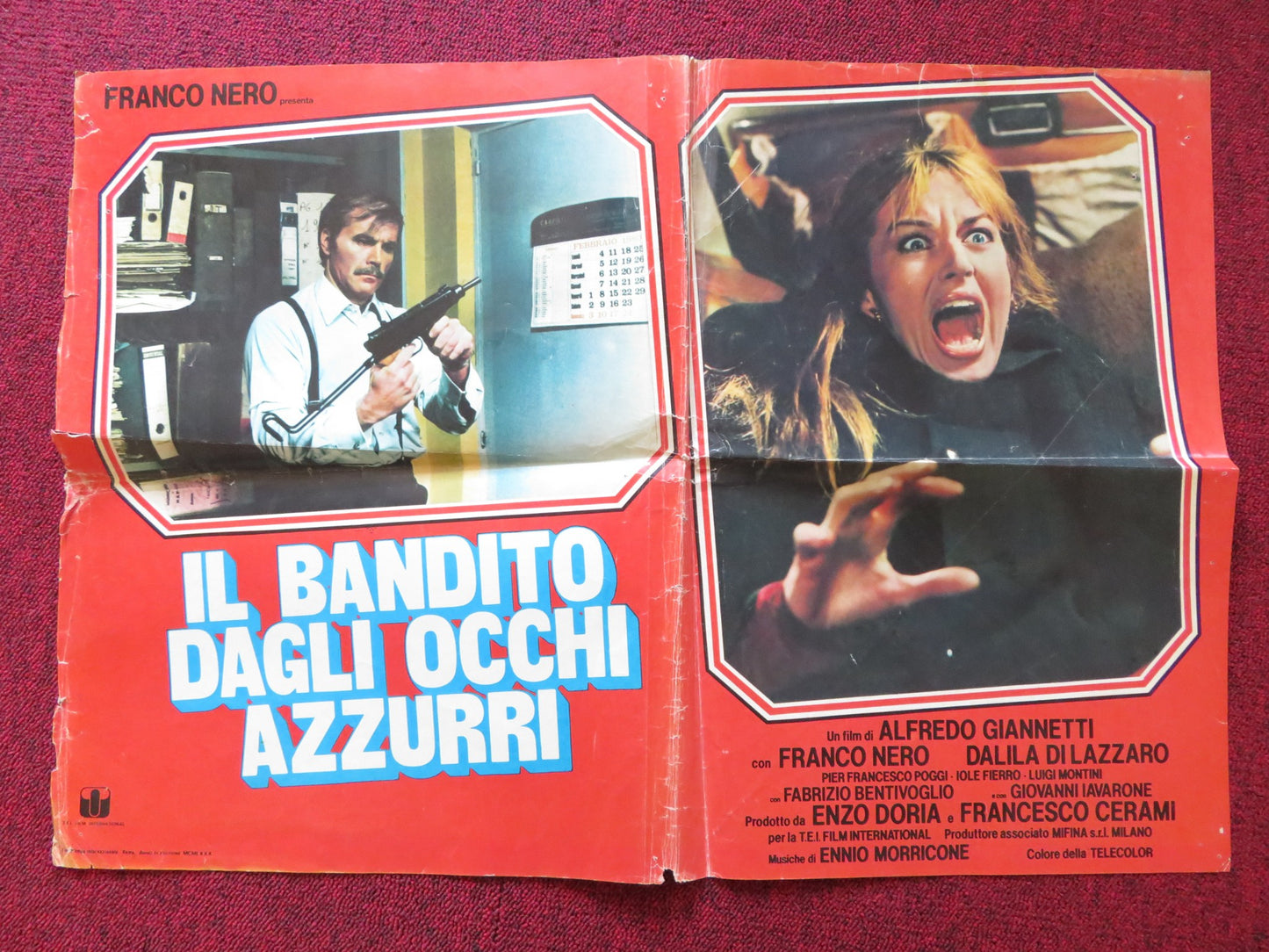 THE BLUE EYED BANDIT - C ITALIAN FOTOBUSTER POSTER FOLDED FRANCO NERO 1980