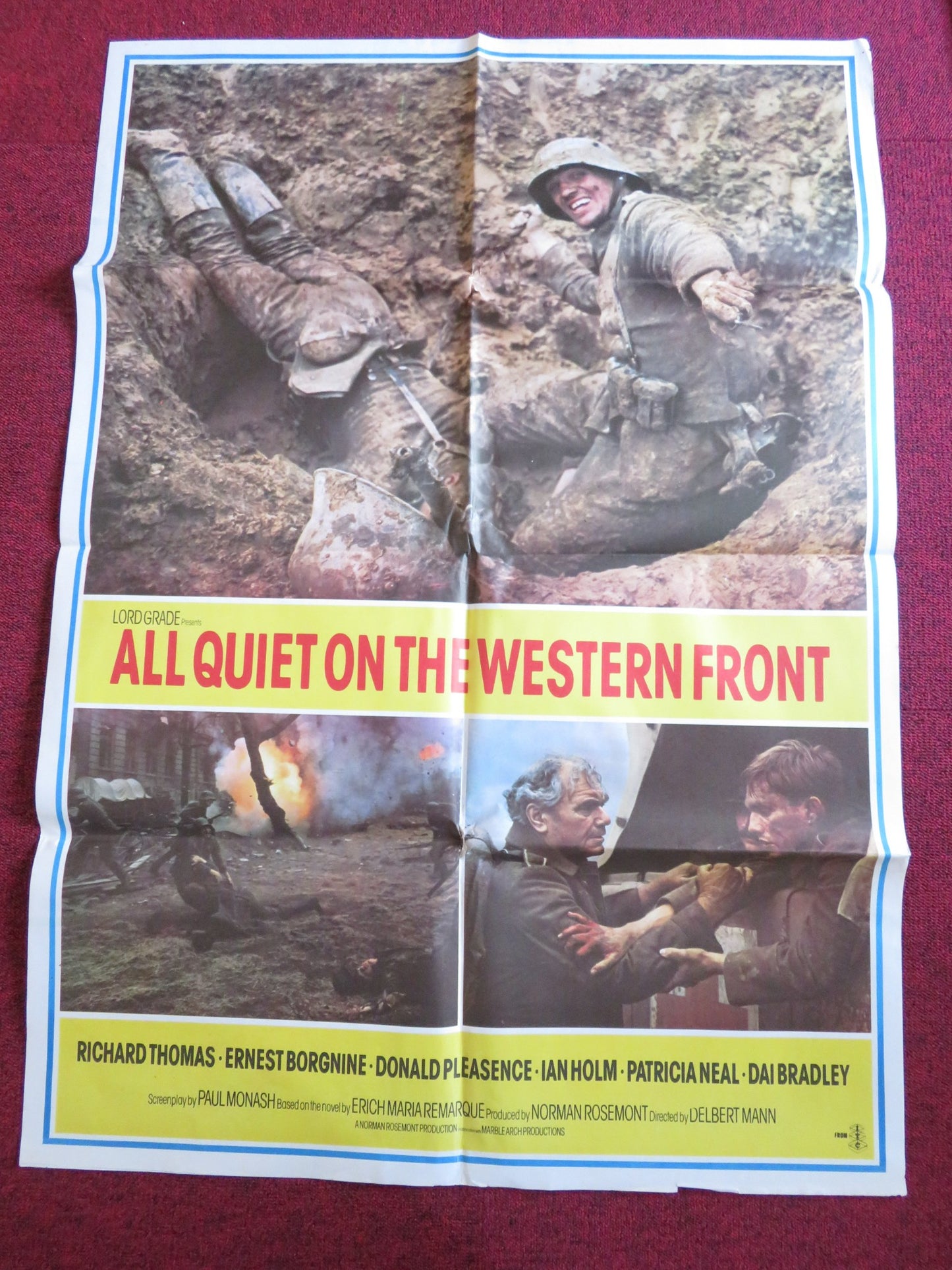 ALL QUIET ON THE WESTERN FRONT POSTER FOLDED ERNEST BORGNINE 1979