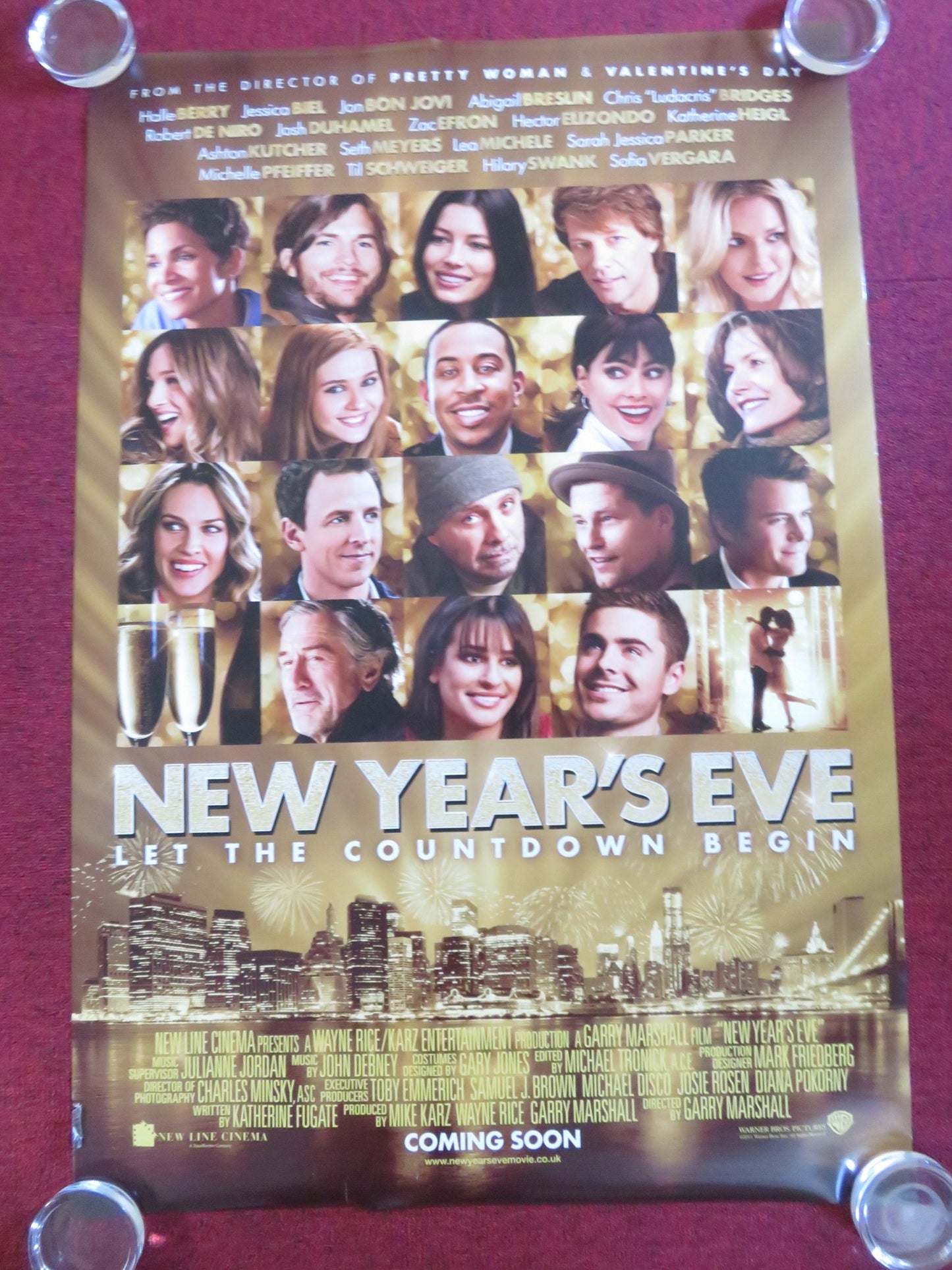 NEW YEAR'S EVE US ONE SHEET ROLLED POSTER JON BON JOVI ROBERT DE NIRO 2011