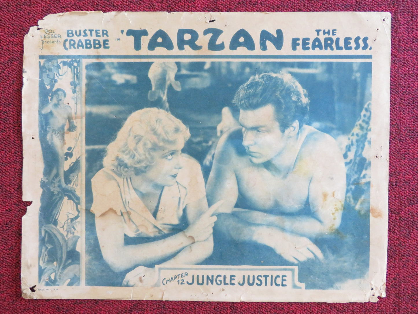 TARZAN THE FEARLESS CHAPTER 12 LOBBY CARD BUSTER CRABBE JULIE BISHOP 1933