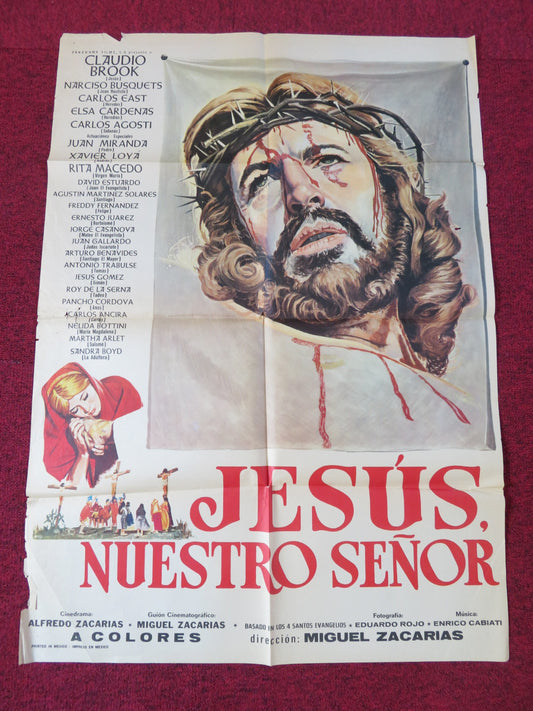 JESUS NUESTRO SENOR FOLDED MEXICAN SHEET POSTER CLAUDIO BROOK 1971