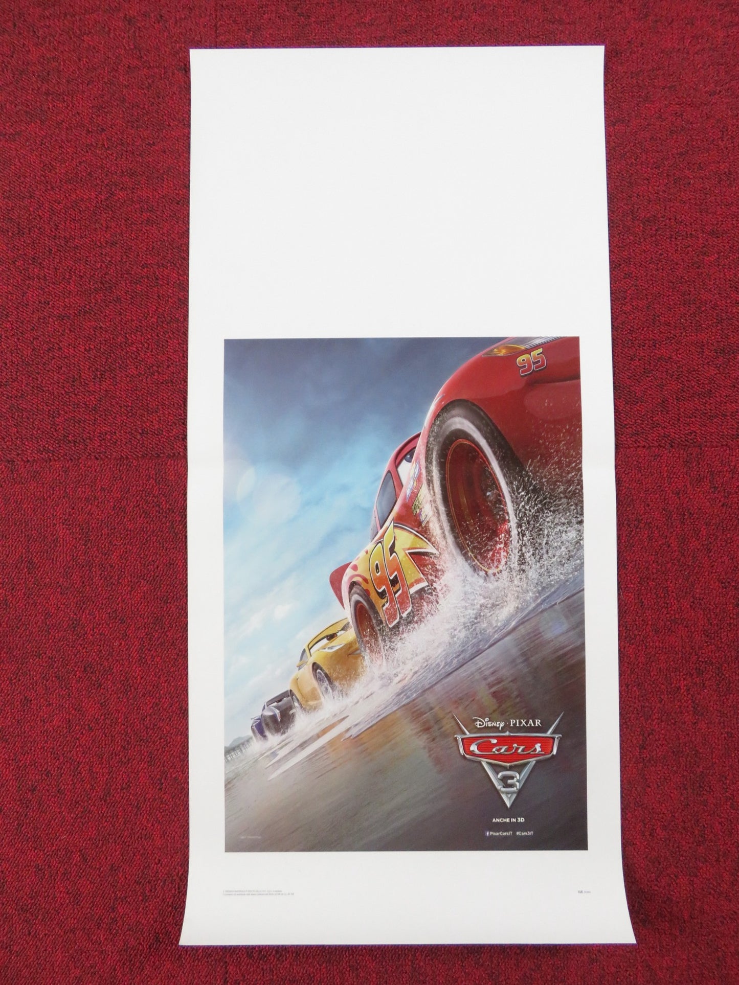 CARS 3 ITALIAN LOCANDINA POSTER OWEN WILSON ARMIE HAMMER 2017