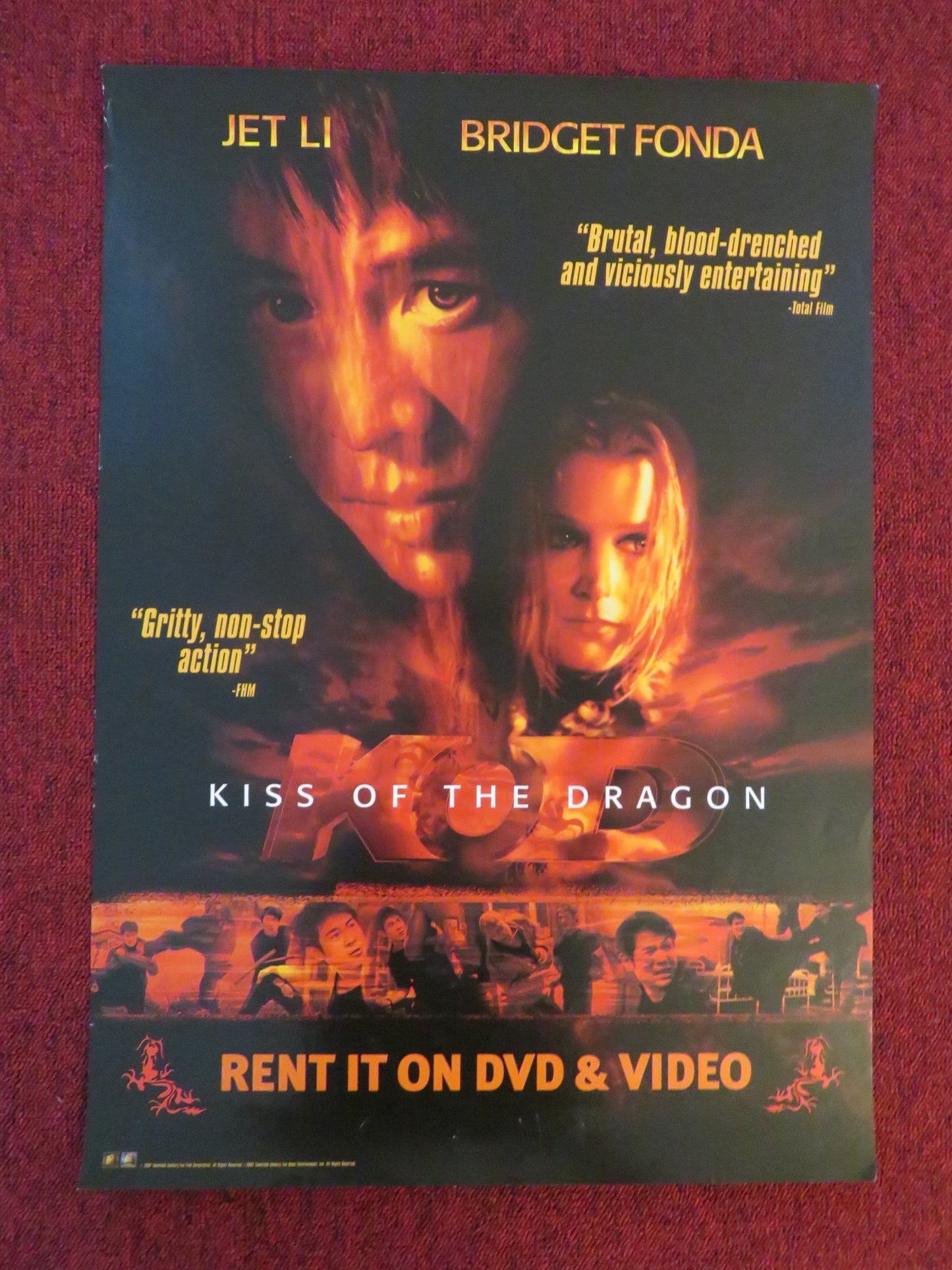 KISS OF THE DRAGON VHS & DVD VIDEO POSTER JET LI BRIDGET FONDA 2001