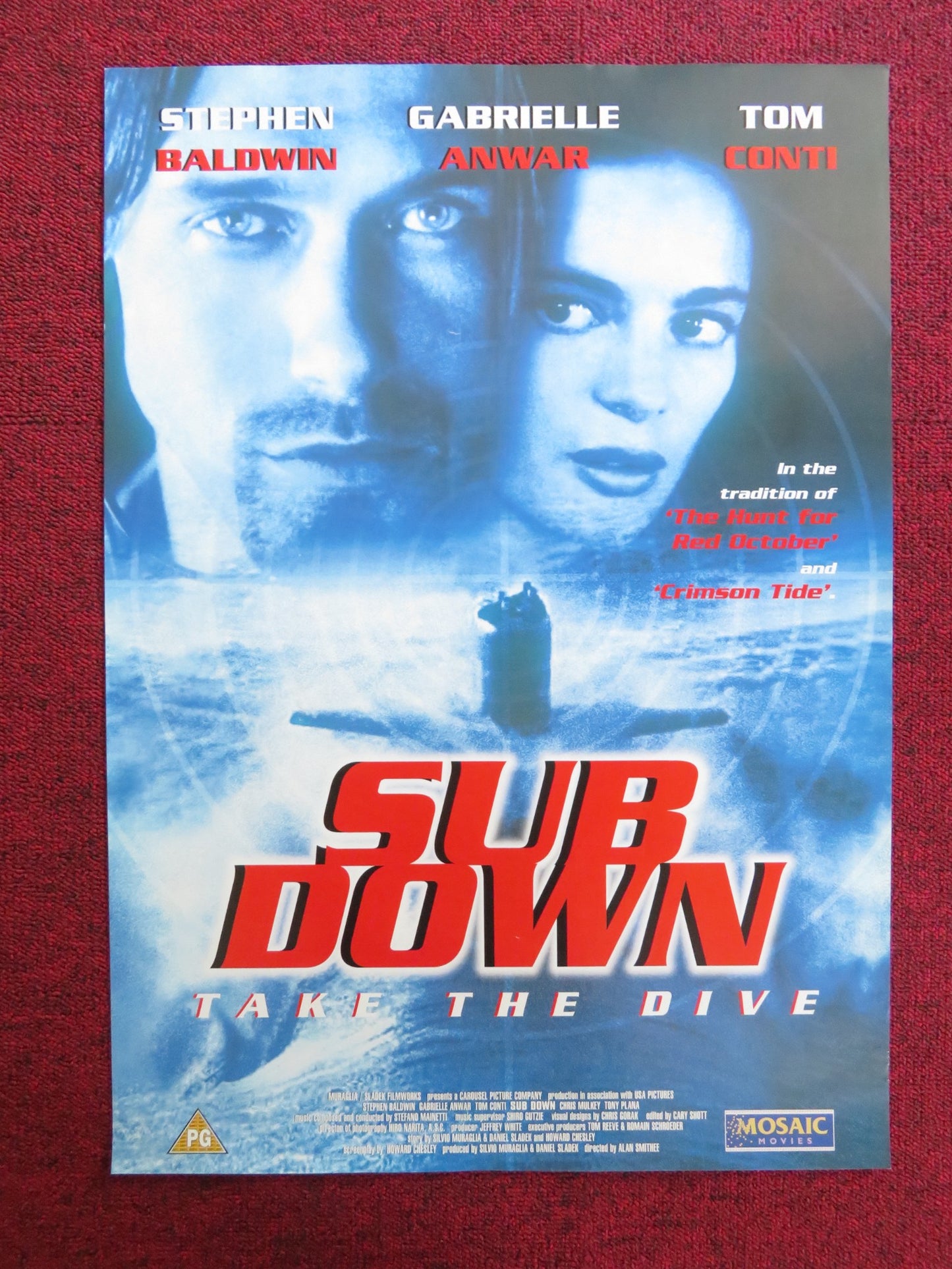 SUB DOWN VHS VIDEO POSTER STEPHEN BALDWIN GABRIELLE ANWAR 1997