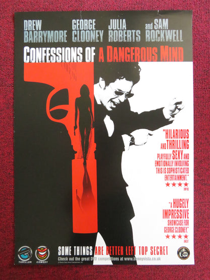 CONFESSIONS OF A DANGEROUS MIND VHS VIDEO POSTER CLOONEY BARRYMORE 2002