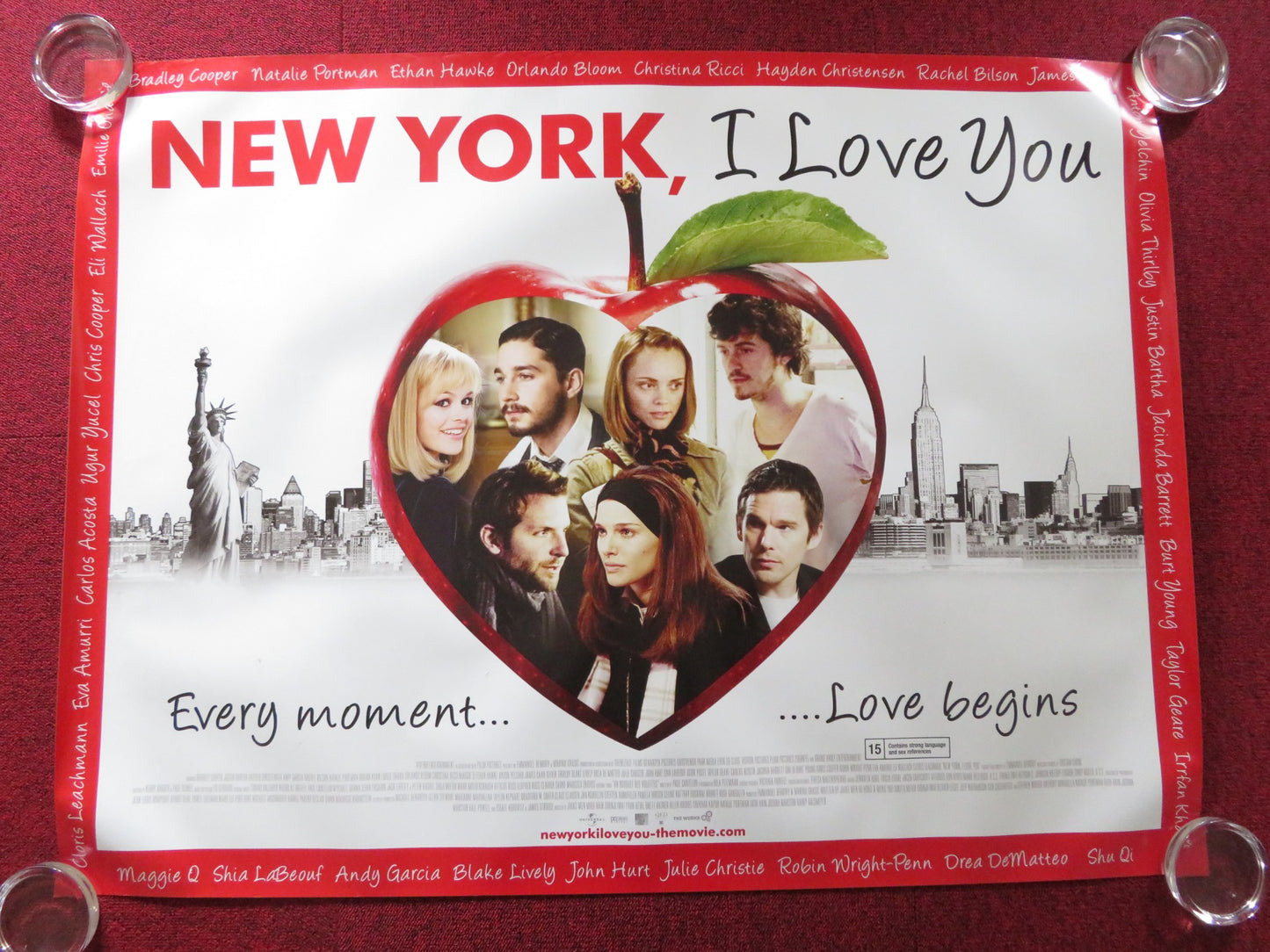 NEW YORK, I LOVE YOU UK QUAD ROLLED POSTER ORLANDO BLOOM CHRISTINA RICCI 2008