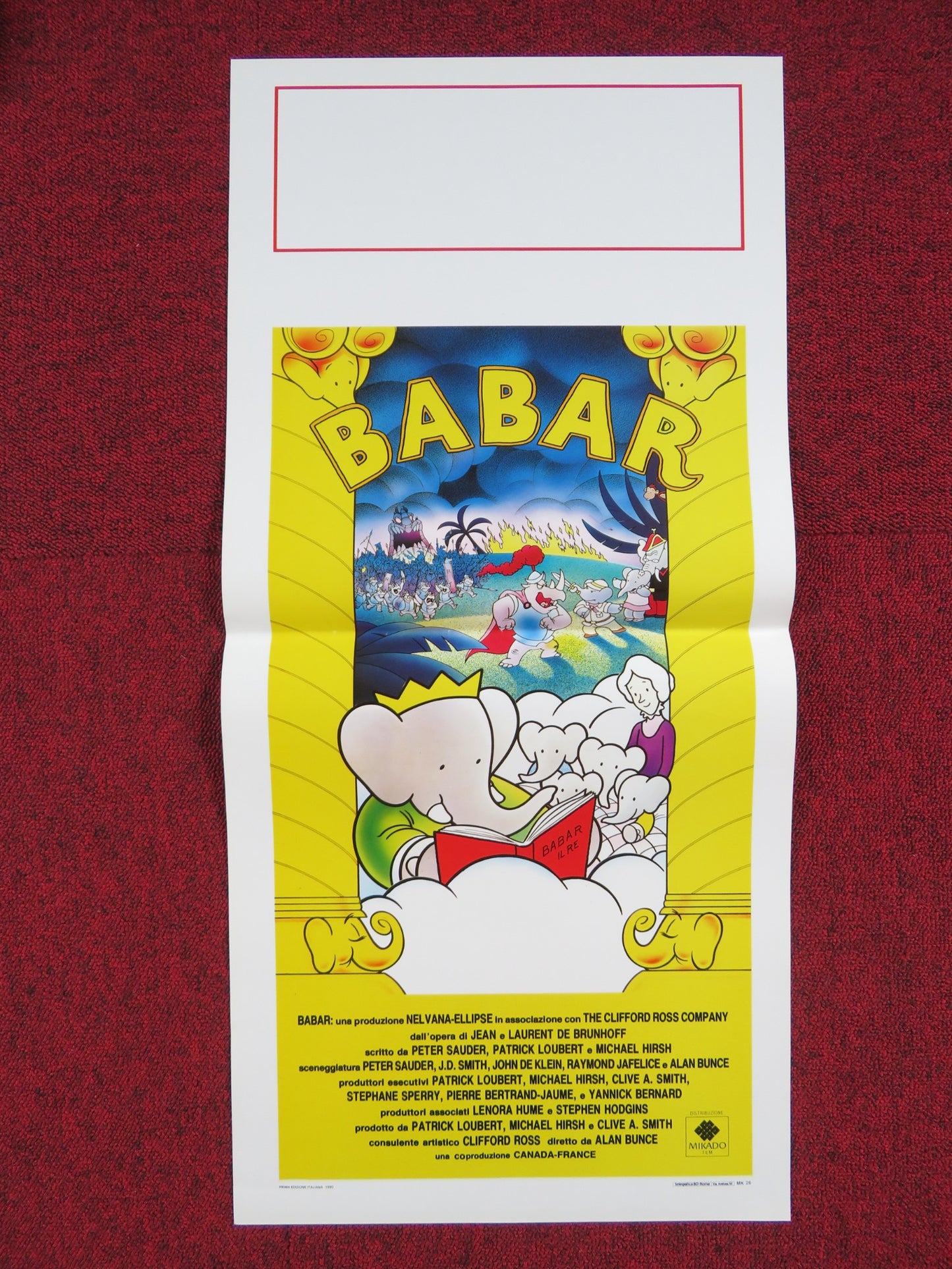 BABAR: THE MOVIE ITALIAN LOCANDINA POSTER GORDON PINSENT ELIZABETH HANNA 1990