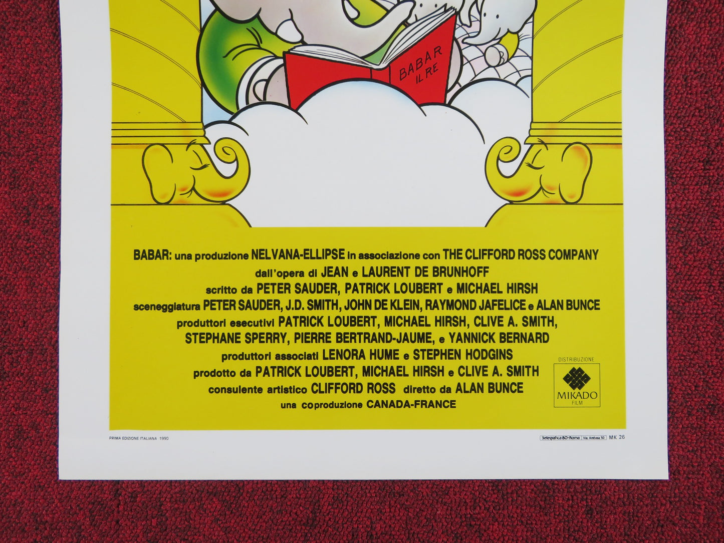 BABAR: THE MOVIE ITALIAN LOCANDINA POSTER GORDON PINSENT ELIZABETH HANNA 1990