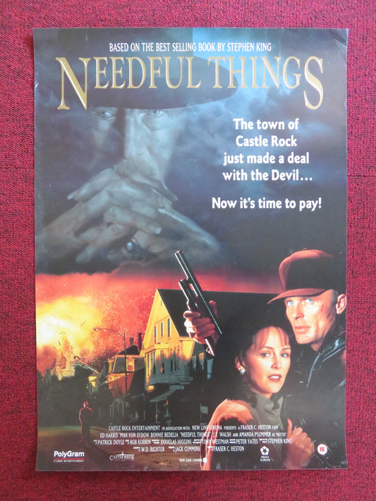 NEEDFUL THINGS VHS VIDEO POSTER ED HARRIS MAX VON SYDOW 1993