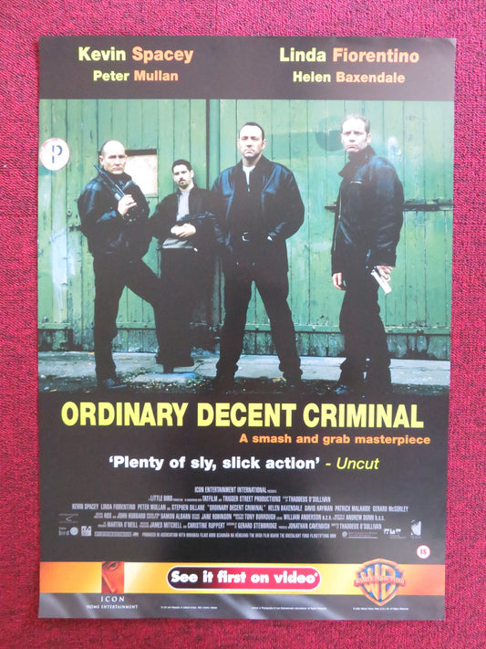 ORDINARY DECENT CRIMINAL VHS VIDEO POSTER KEVIN SPACEY COLIN FARRELL 2000