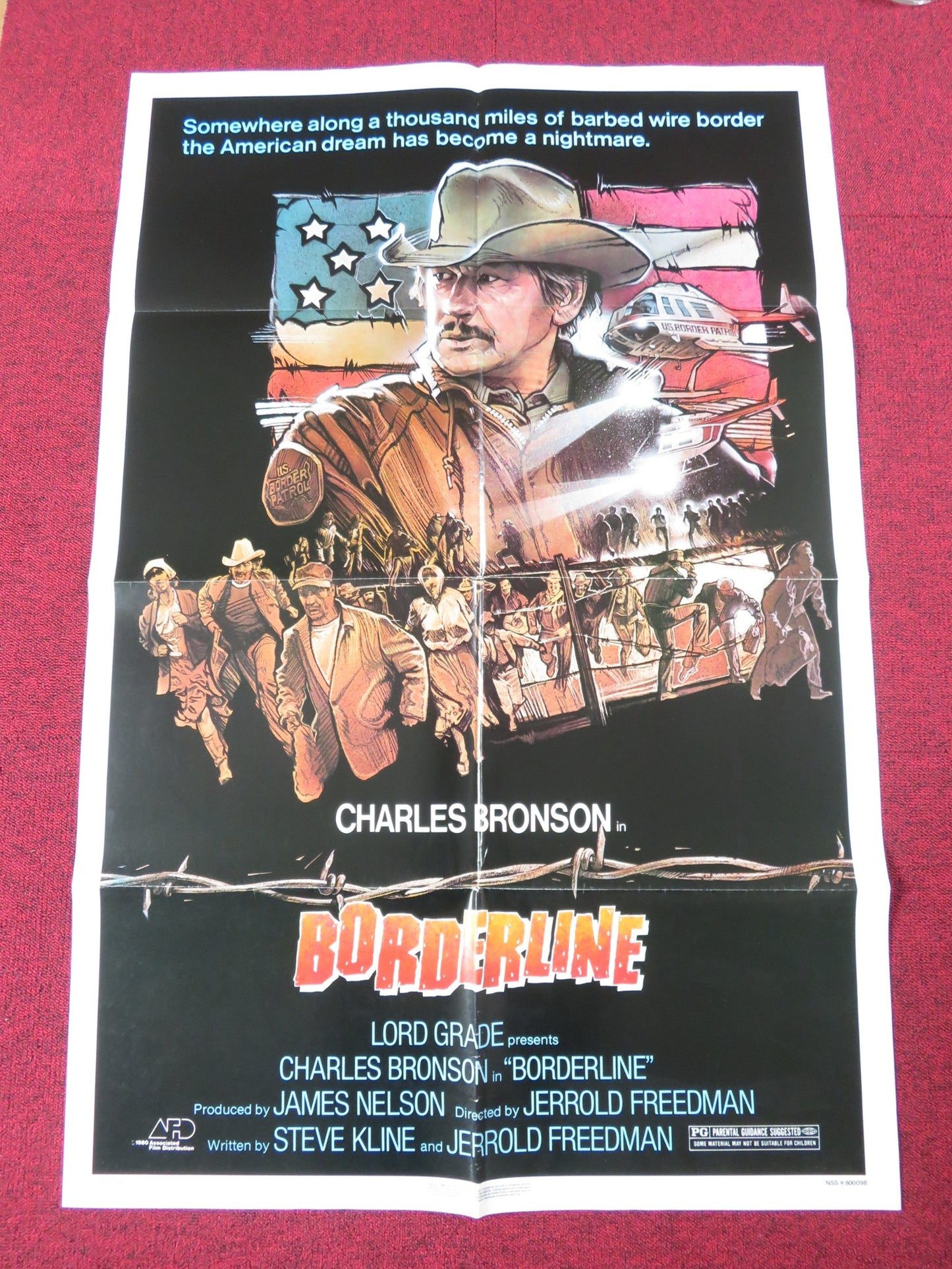 BORDERLINE FOLDED US ONE SHEET POSTER CHARLES BRONSON BRUNO KIRBY 1980