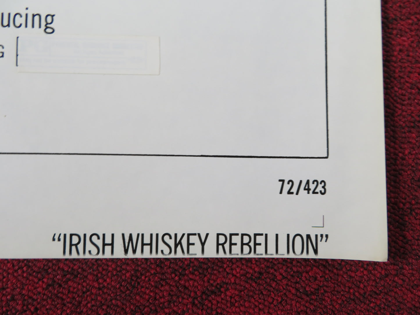 IRISH WHISKEY REBELLION FOLDED US ONE SHEET POSTER DAVID GROH JUDI ROLIN 1972