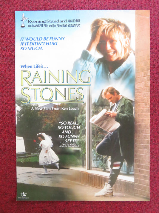 RAINING STONES VHS VIDEO POSTER KEN LOACH BRUCE JONES RICKY TOMLINSON 1993