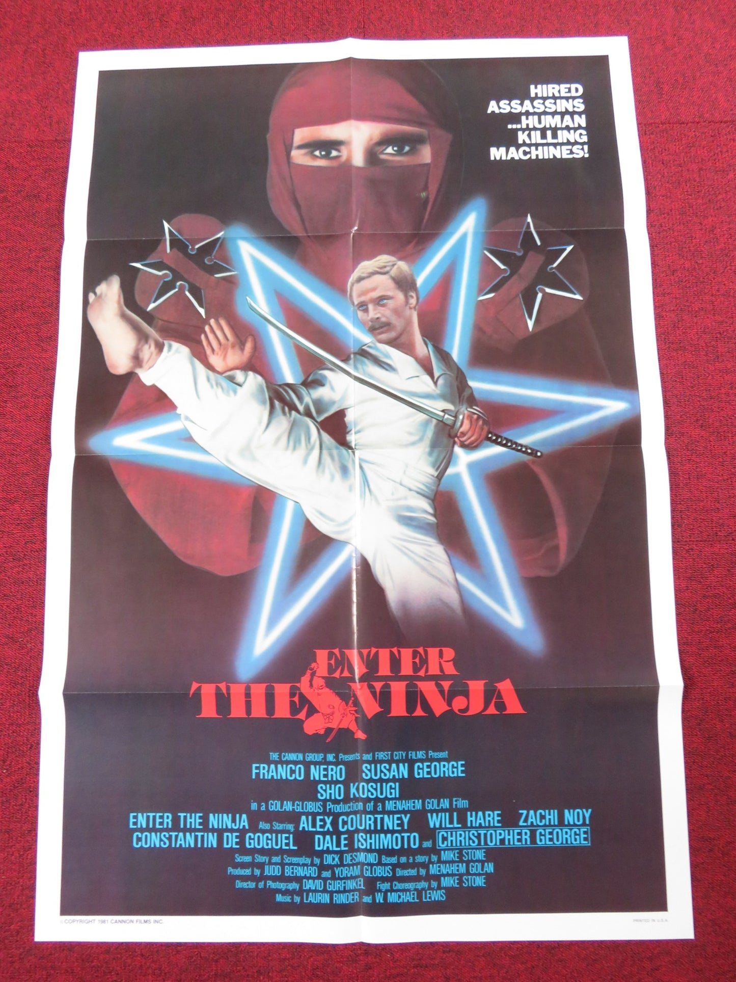 ENTER THE NINJA FOLDED US ONE SHEET POSTER CANNON FRANCO NERO SUSAN GEORGE 1981