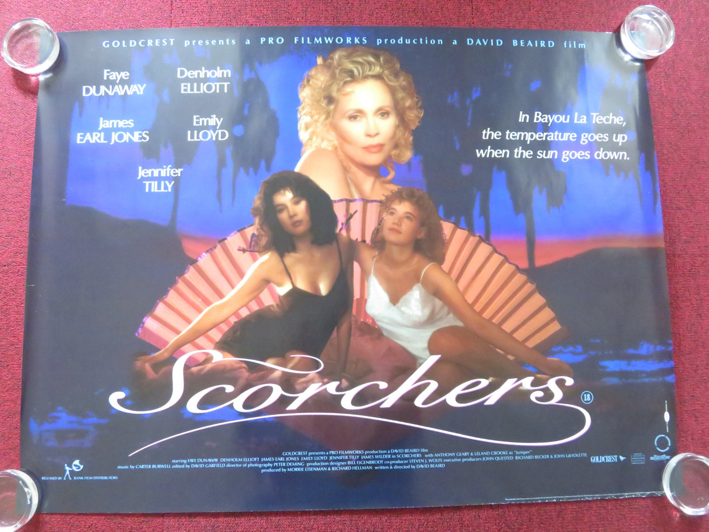 SCORCHERS UK QUAD ROLLED POSTER FAYE DUNAWAY DENHOLM ELLIOTT 1991